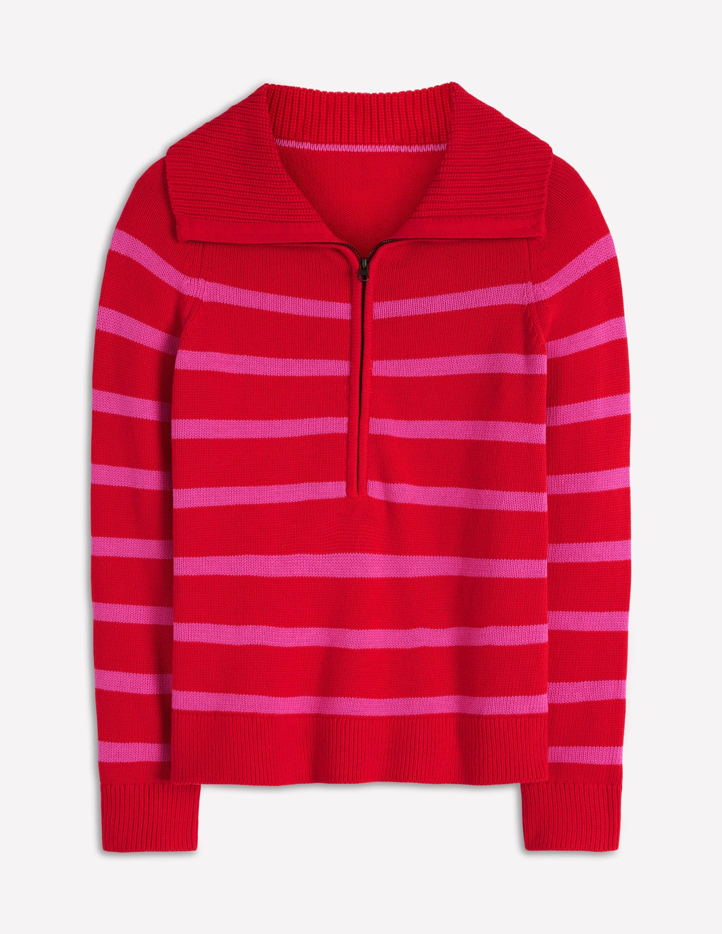 Lucy Half-zip Sweater-Pink/ Red