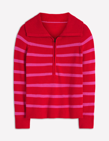 Lucy Half-zip Sweater-Pink/ Red-5