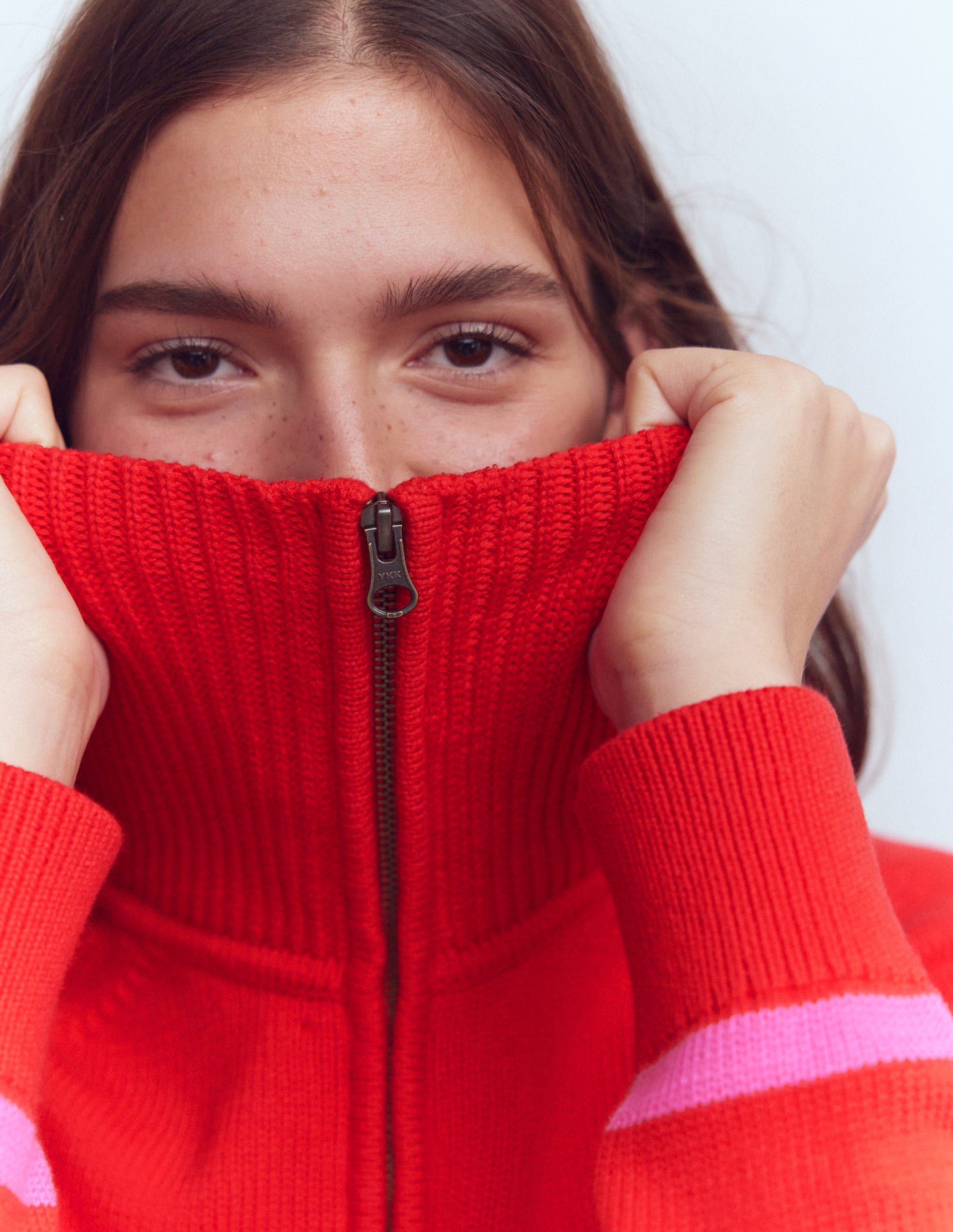 Lucy Half Zip Sweater-Pink/ Red - Image 2