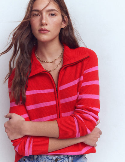 Lucy Half-zip Sweater-Pink/ Red-4