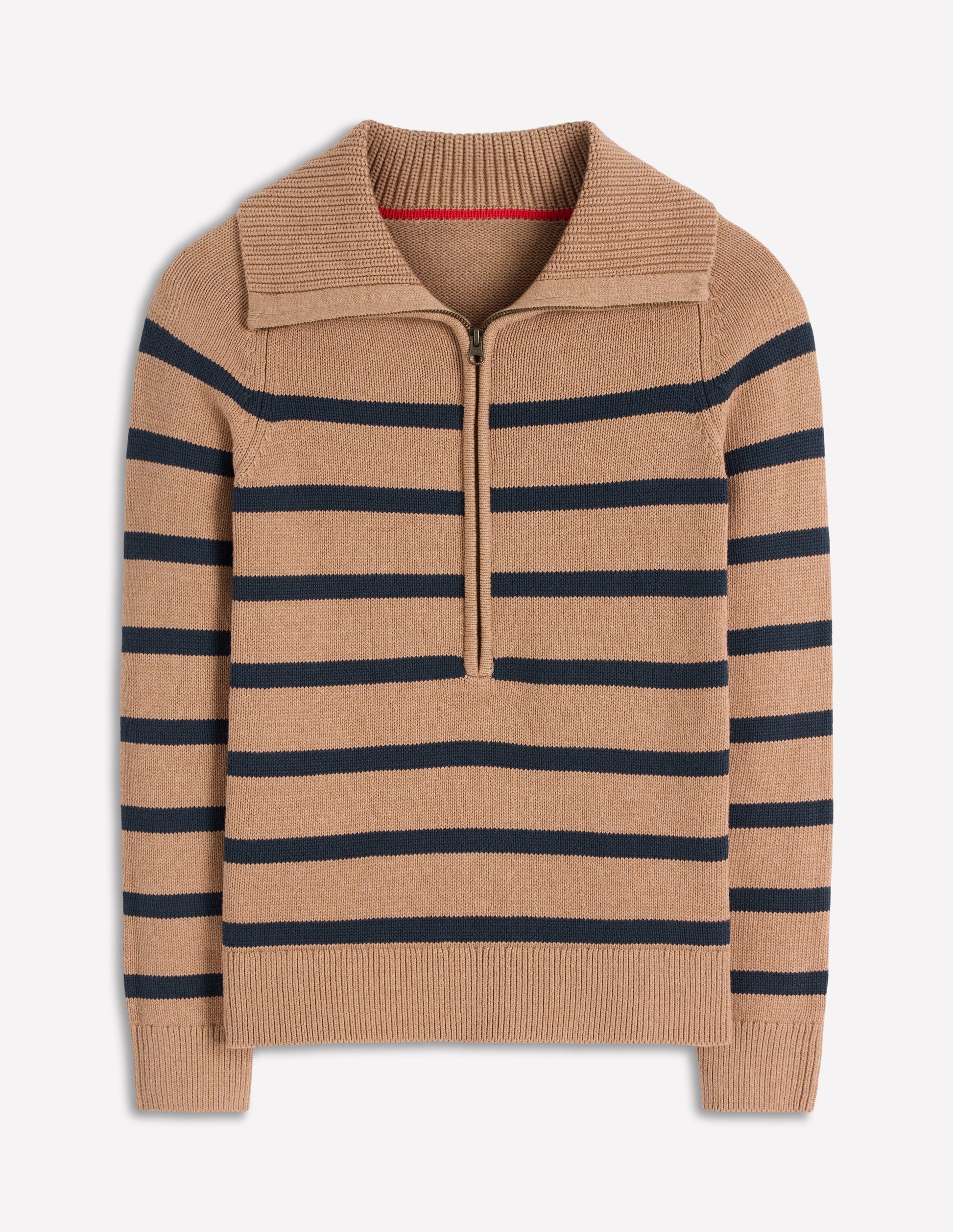 Lucy Half-zip Sweater-Camel Melange, Navy Stripe-6