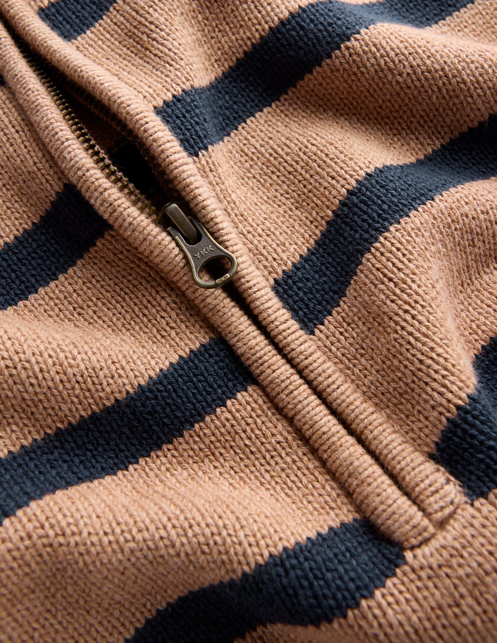 Lucy Half Zip Sweater-Camel Melange, Navy Stripe - Image 7