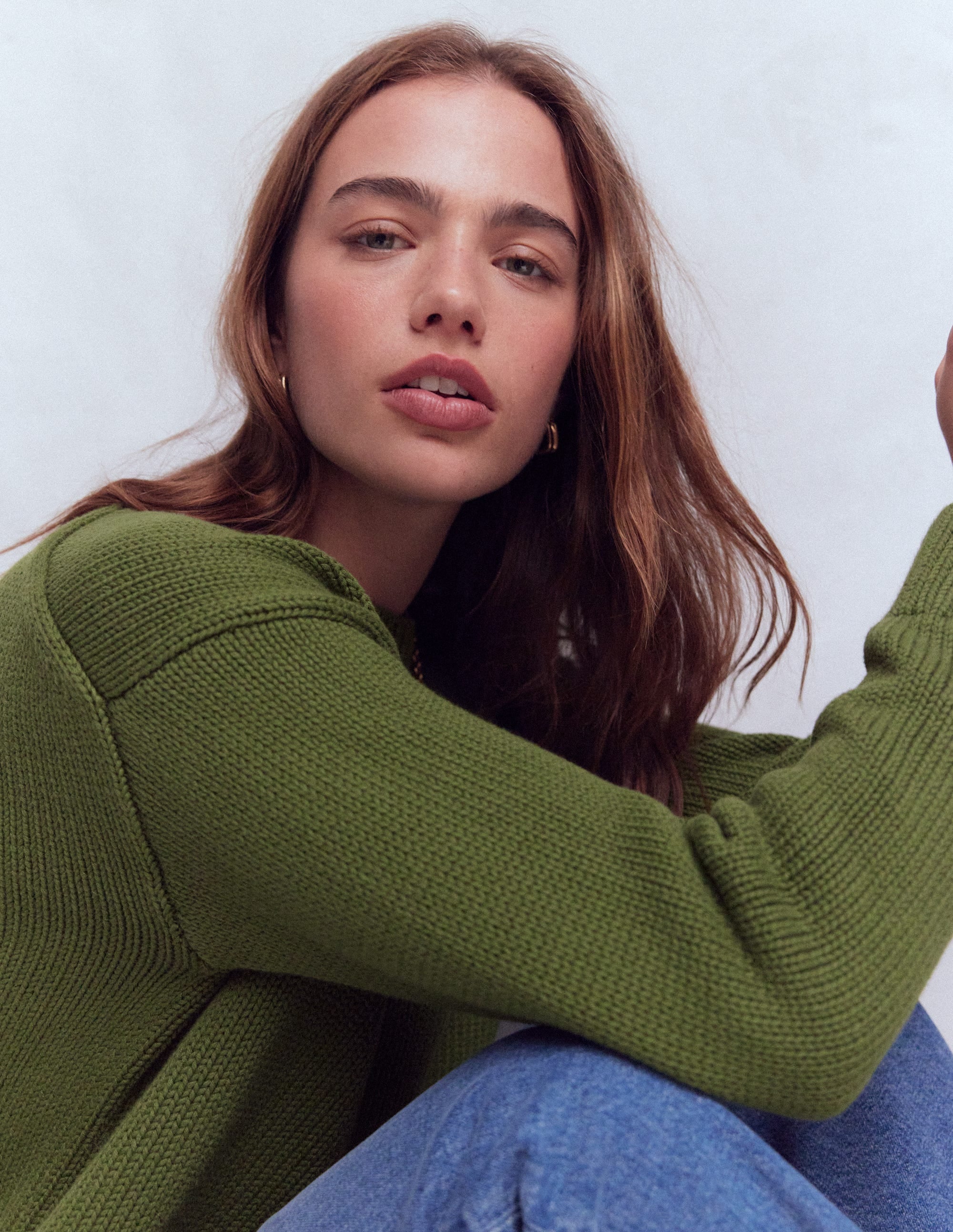 Lucy Oversized Cotton Jumper-Promenade Green - Image 2