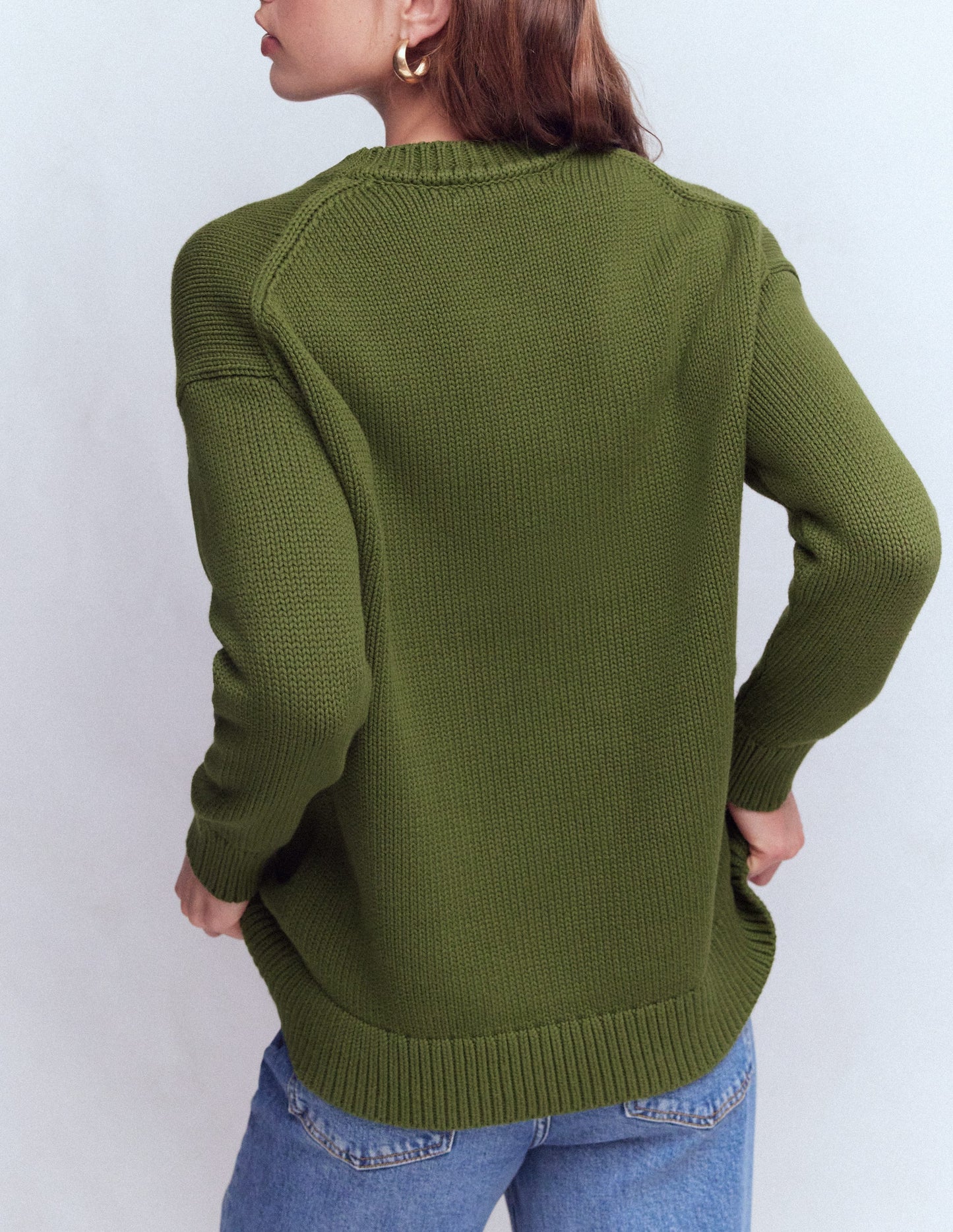 Lucy Oversized Cotton Jumper-Promenade Green