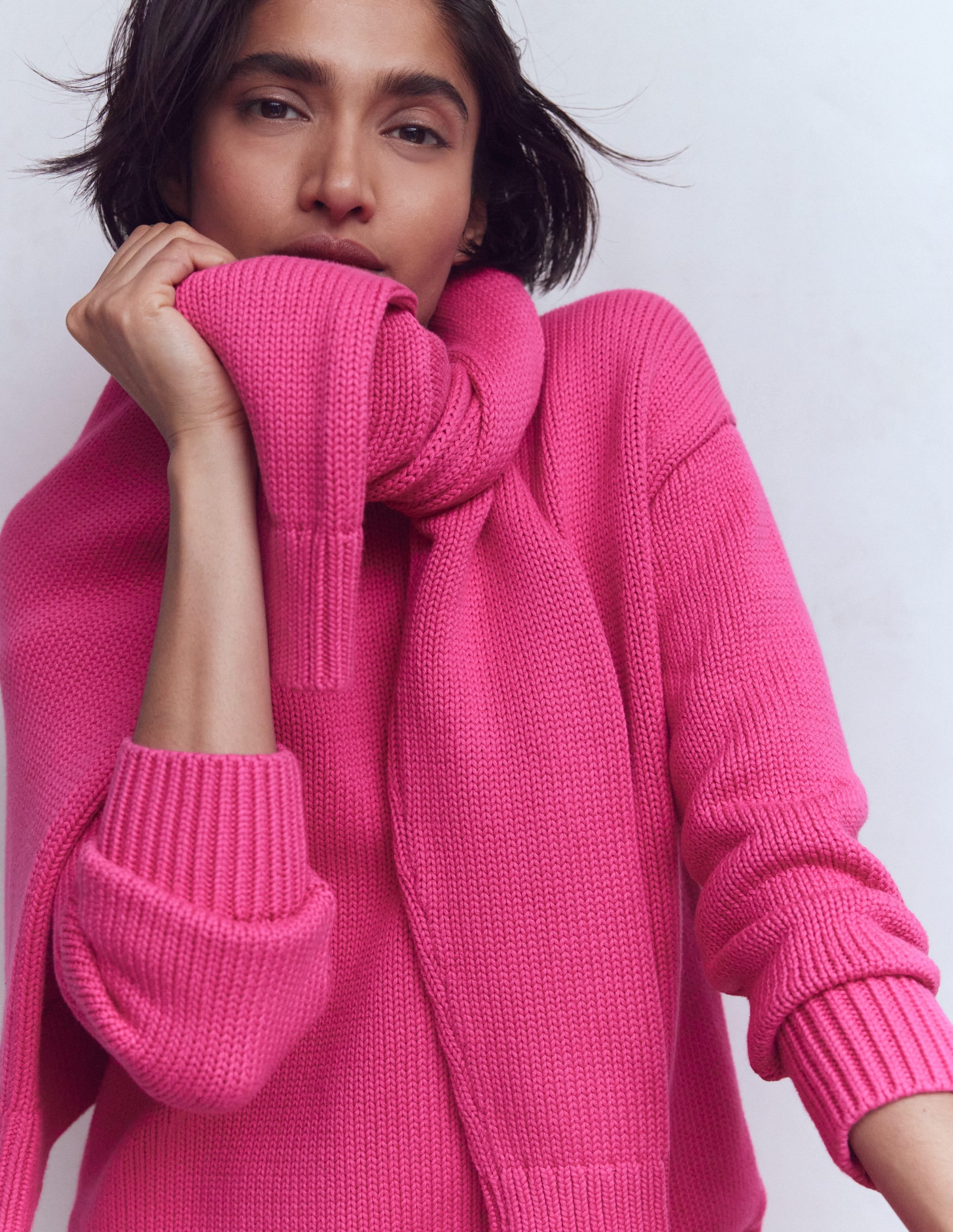 Lucy Oversized Cotton Jumper-Pink Peony - Image 1