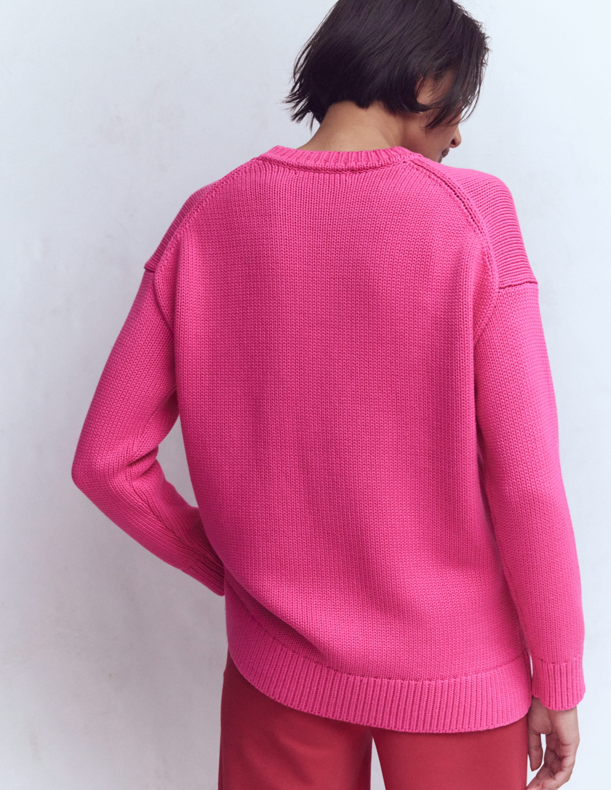 Lucy Oversized Cotton Jumper-Pink Peony - Image 3