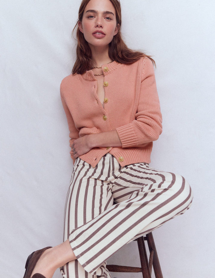 Lucy Chunky Cotton Cardigan-Pink