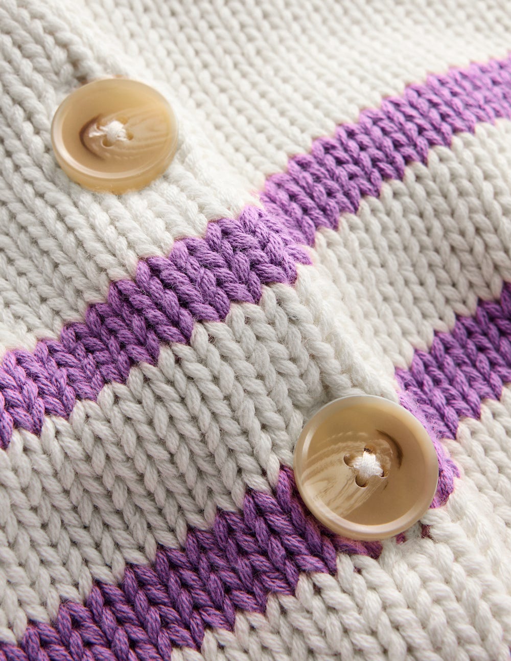 Lucy Chunky Cotton Cardigan-Warm Ivory/ Mulberry Purple-7