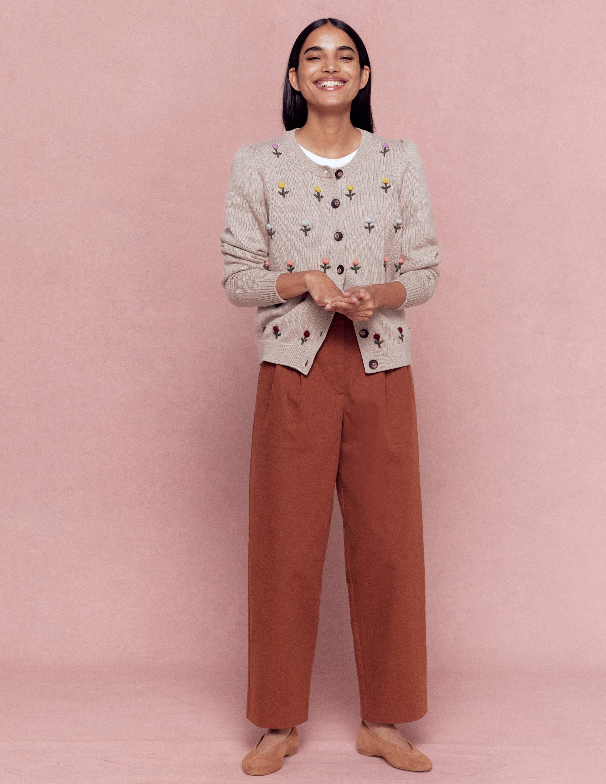 Davina Puff Sleeve Cardigan-Chinchilla Embroidery | Boden USA