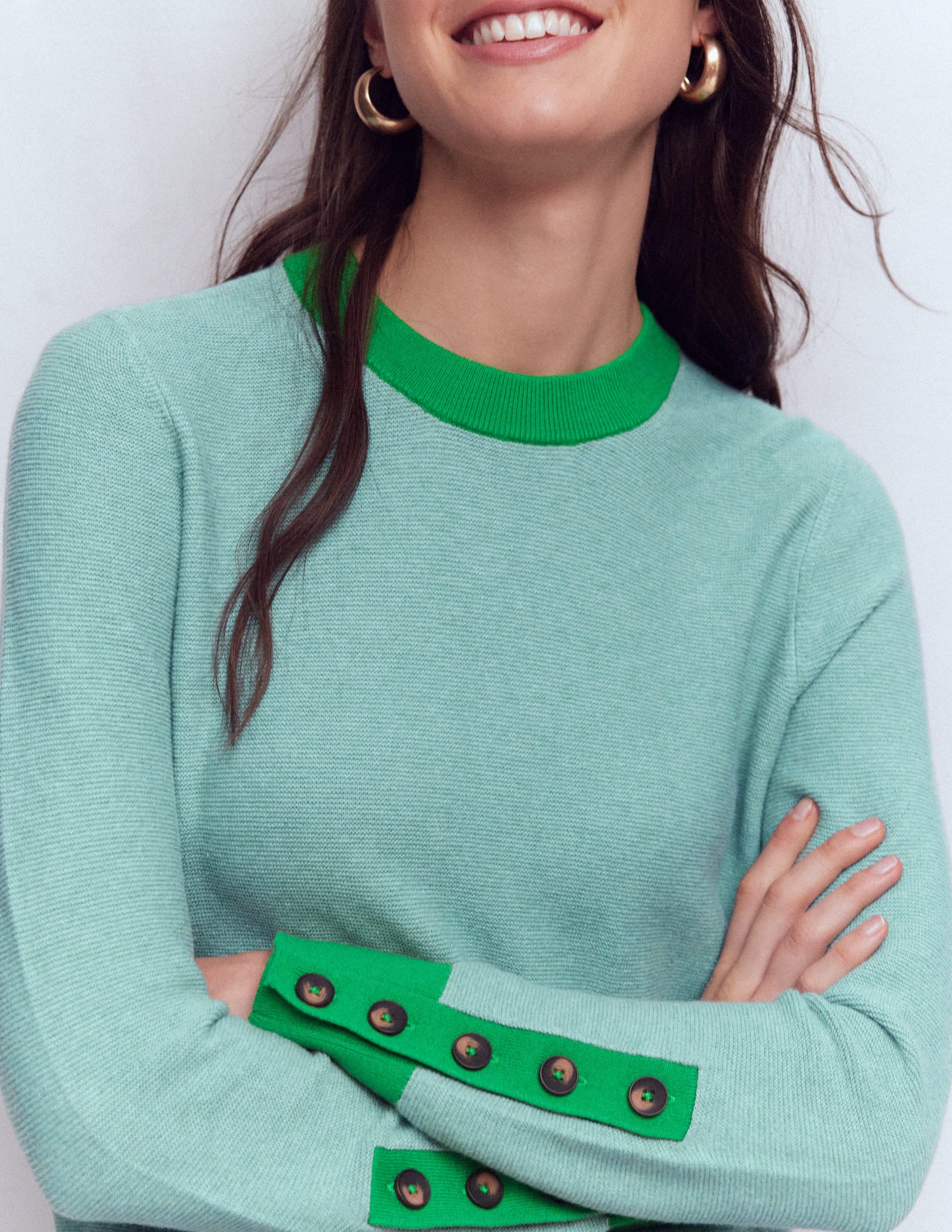 Grace Colour Block Sweater-Cloudy Jade Blue - Image 2