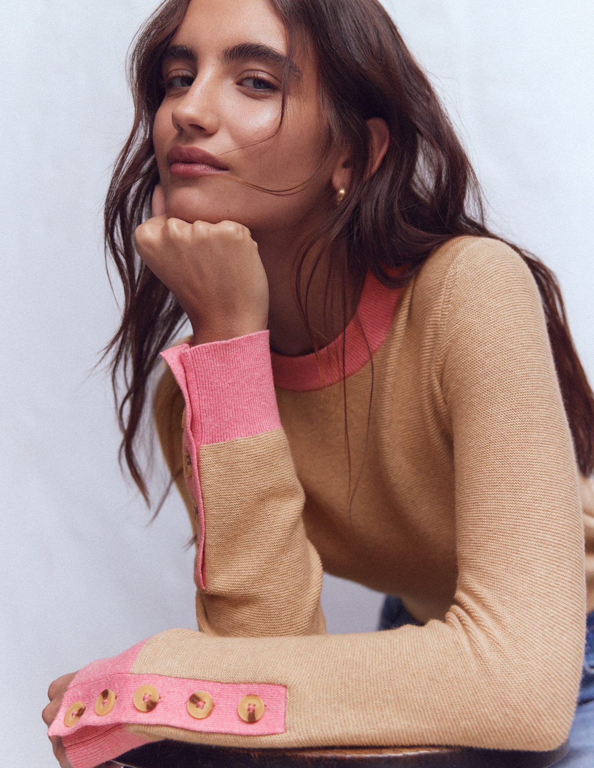 Grace Colour Block Sweater-Vellum - Image 1