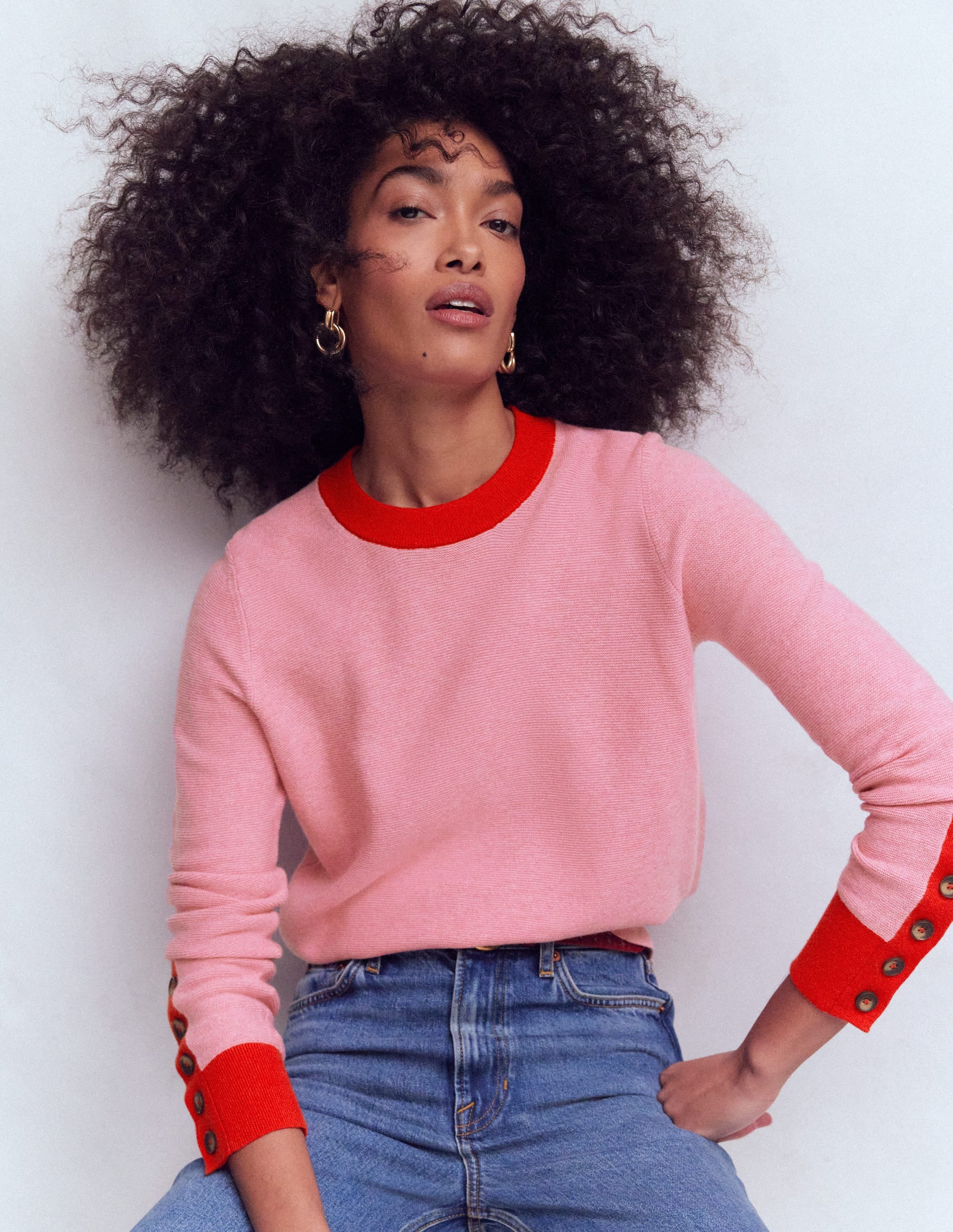Grace Colour Block Sweater-Pink Lady - Image 1