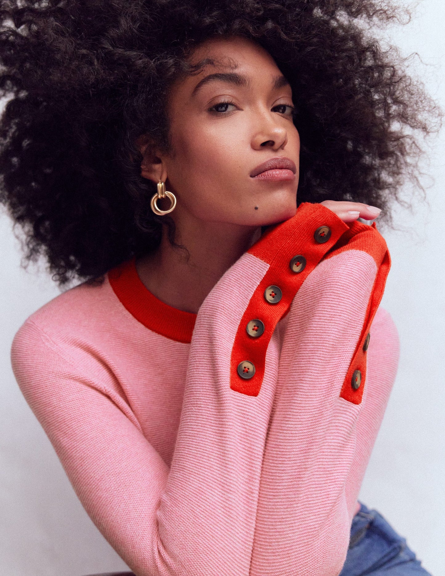 Grace Colour Block Sweater-Pink Lady
