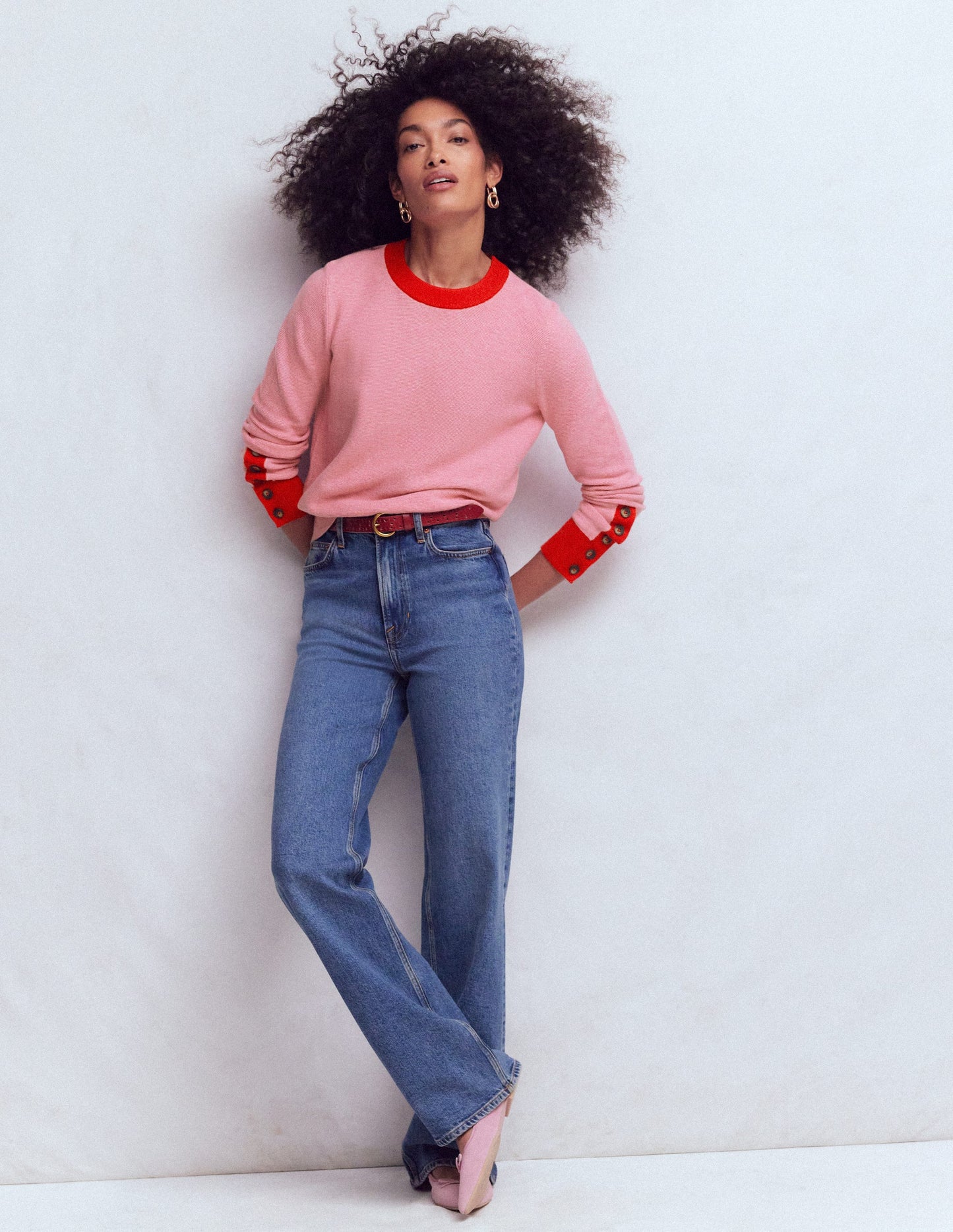 Grace Colour Block Sweater-Pink Lady