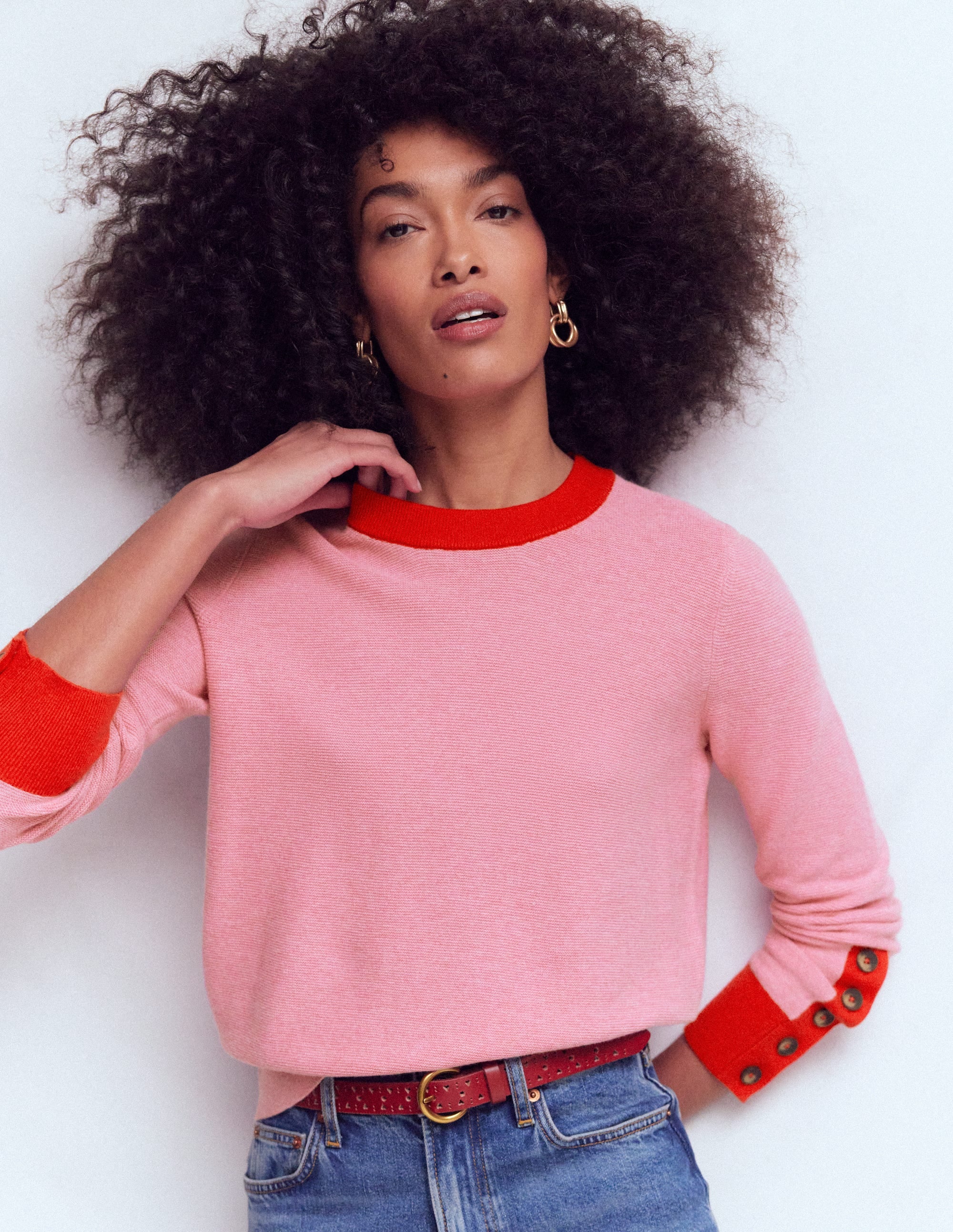 Grace Colour Block Sweater-Pink Lady - Image 5