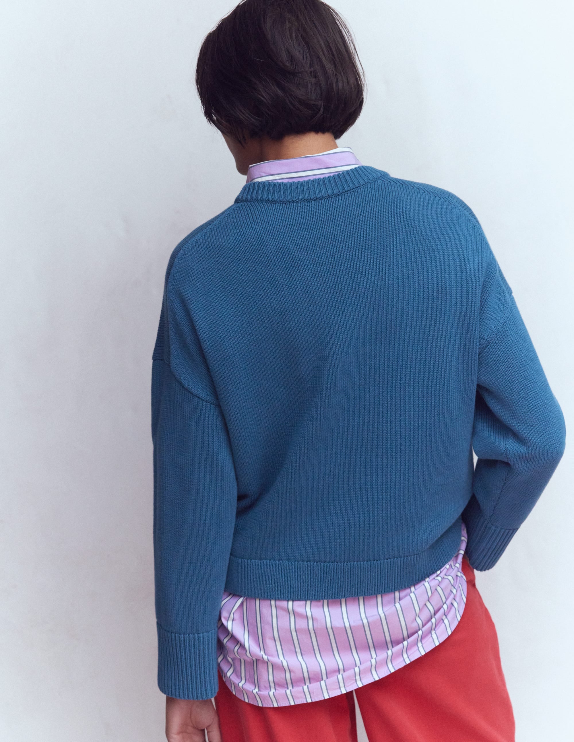 Lucy Relaxed Cotton Sweater-Denim Blue - Image 3