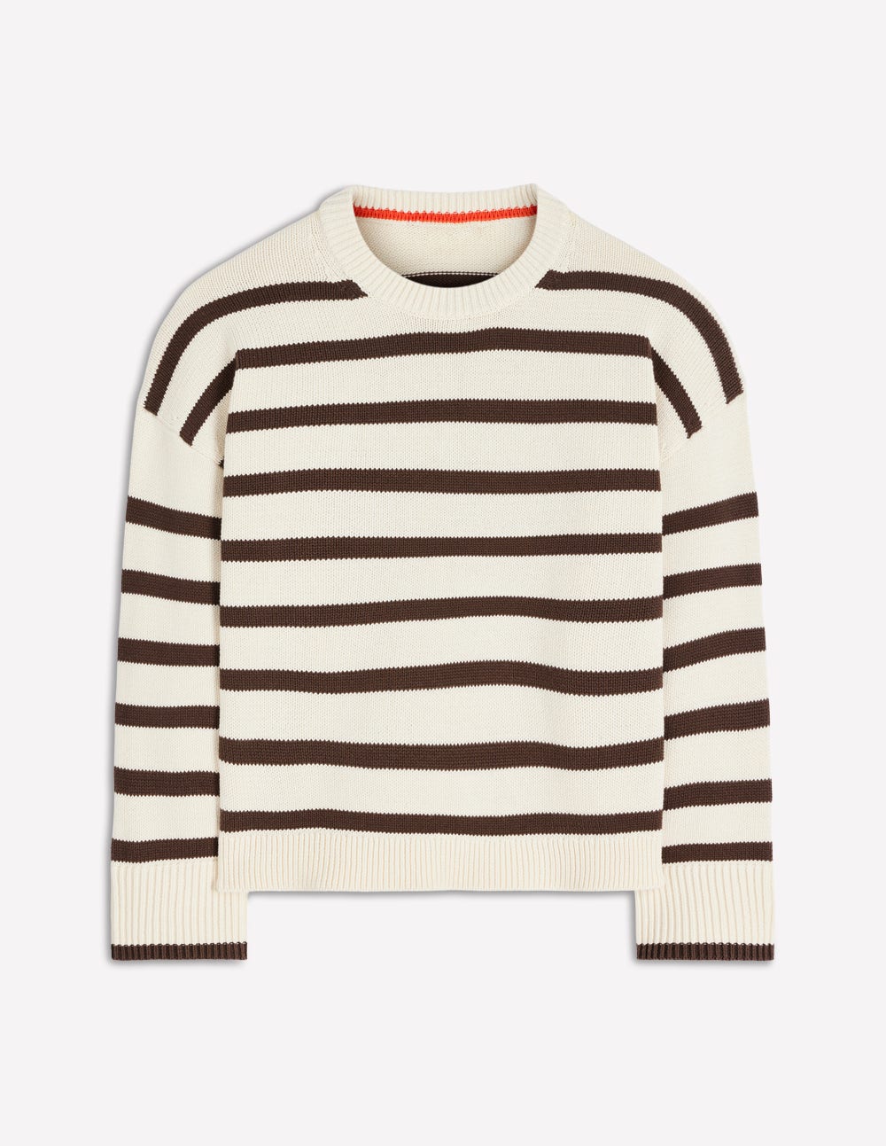Lucy Relaxed Cotton Sweater-Ivory, Brown - Image 5