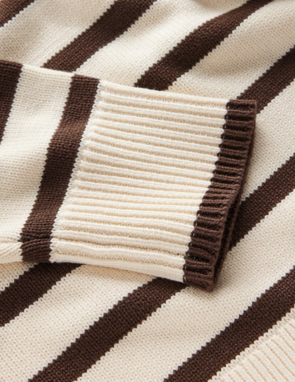 Lucy Relaxed Cotton Sweater-Ivory, Brown-6