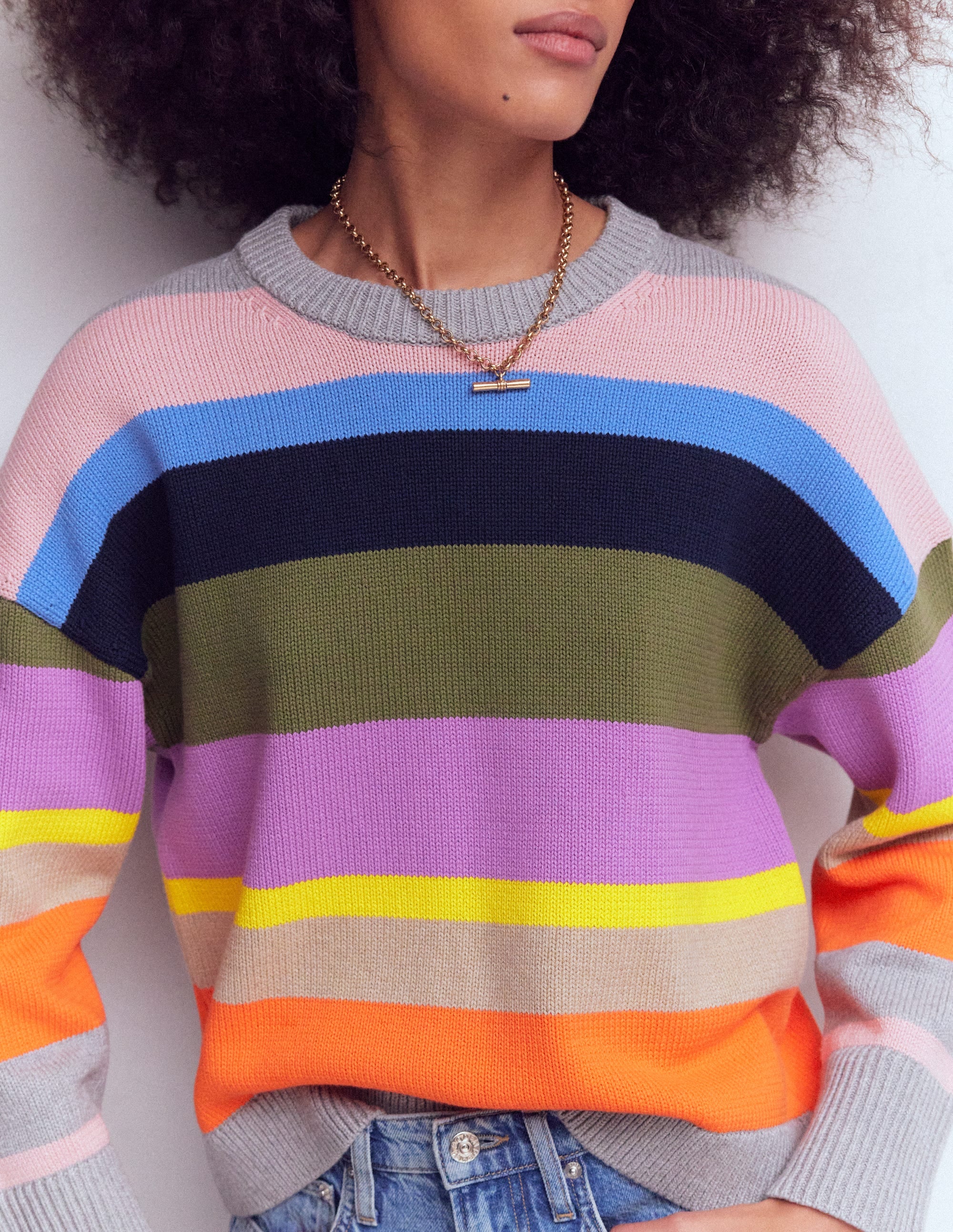 Lucy Relaxed Cotton Sweater-Mutli, Rainbow - Image 2