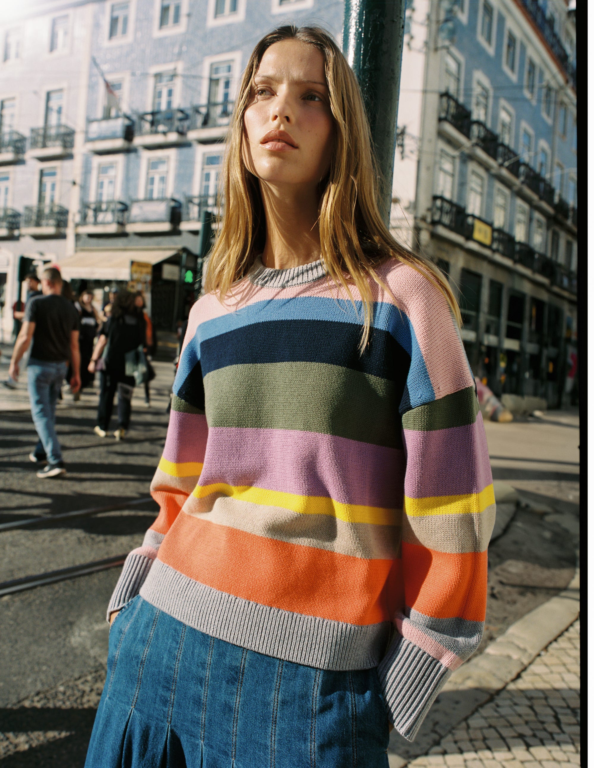 Lucy Relaxed Cotton Sweater-Mutli, Rainbow - Image 5