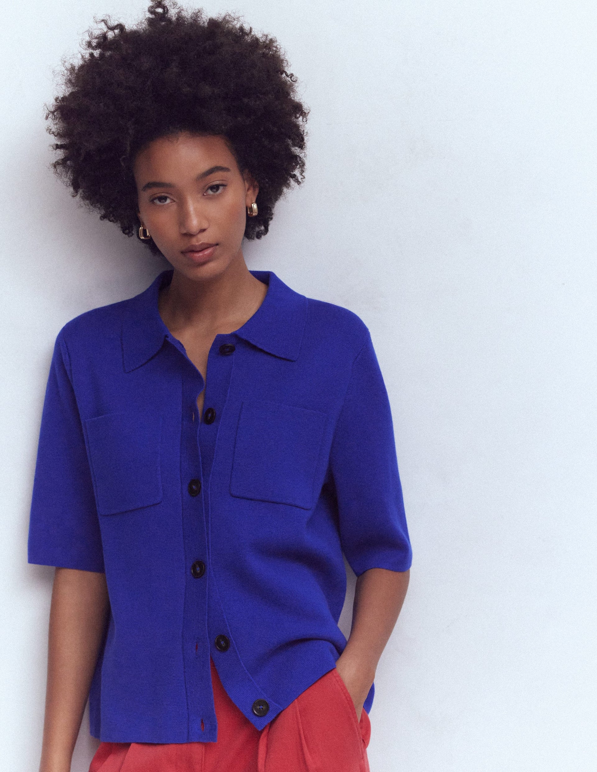 Boden Women's Short Sleeve Knit Shirt in Blue
