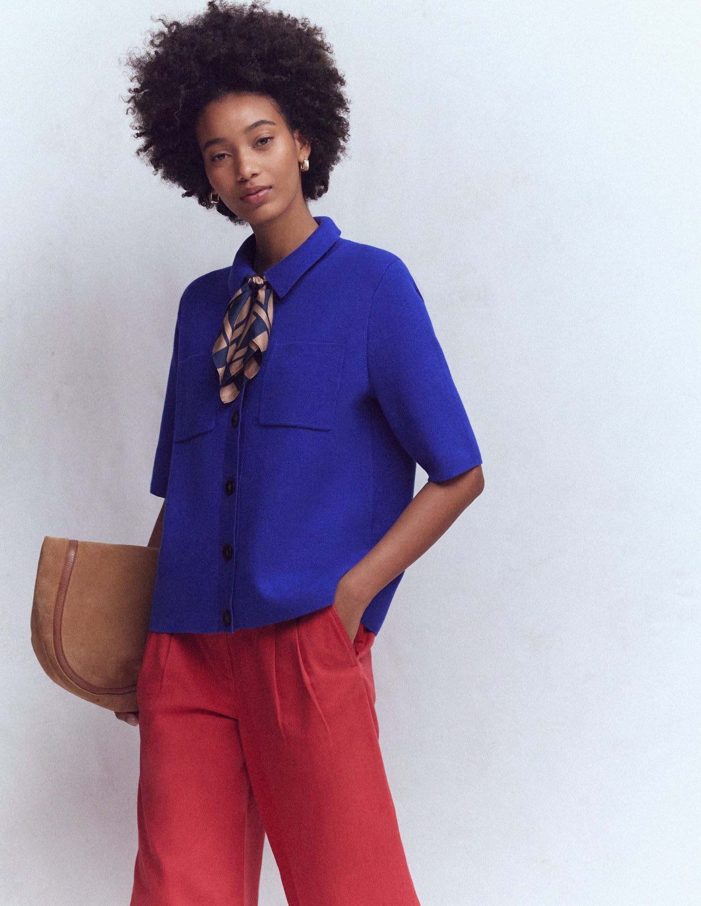 Short Sleeve Knit Shirt-Bright Blue