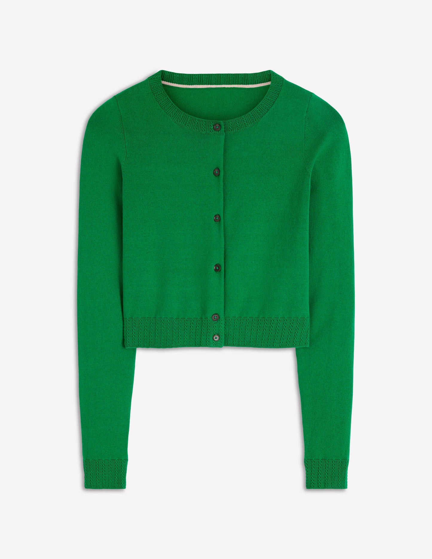 Emilia Cotton Cropped Cardigan-Rich Emerald