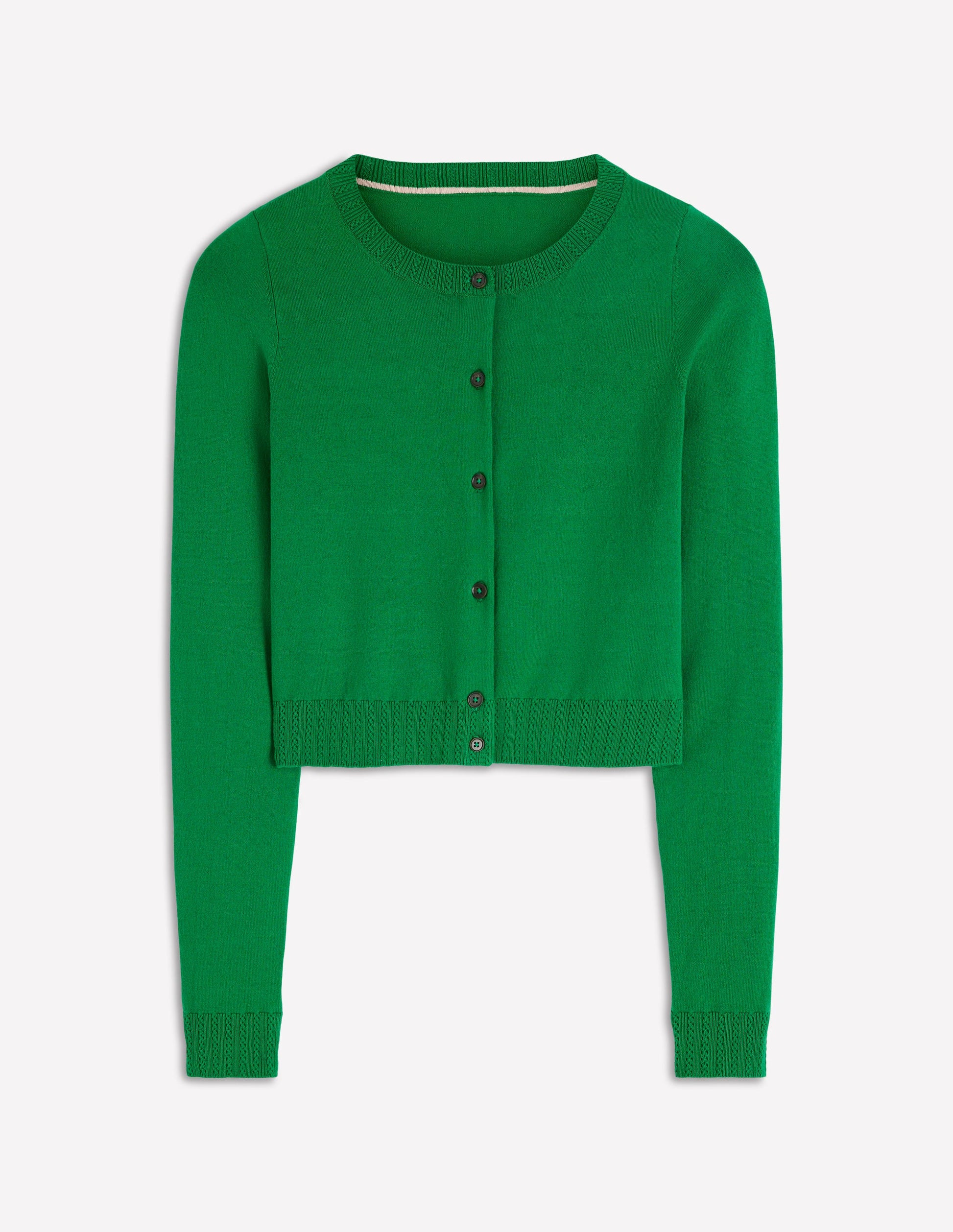 Emilia Cotton Cropped Cardigan-Rich Emerald-5