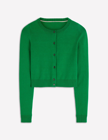 Emilia Cotton Cropped Cardigan-Rich Emerald-5
