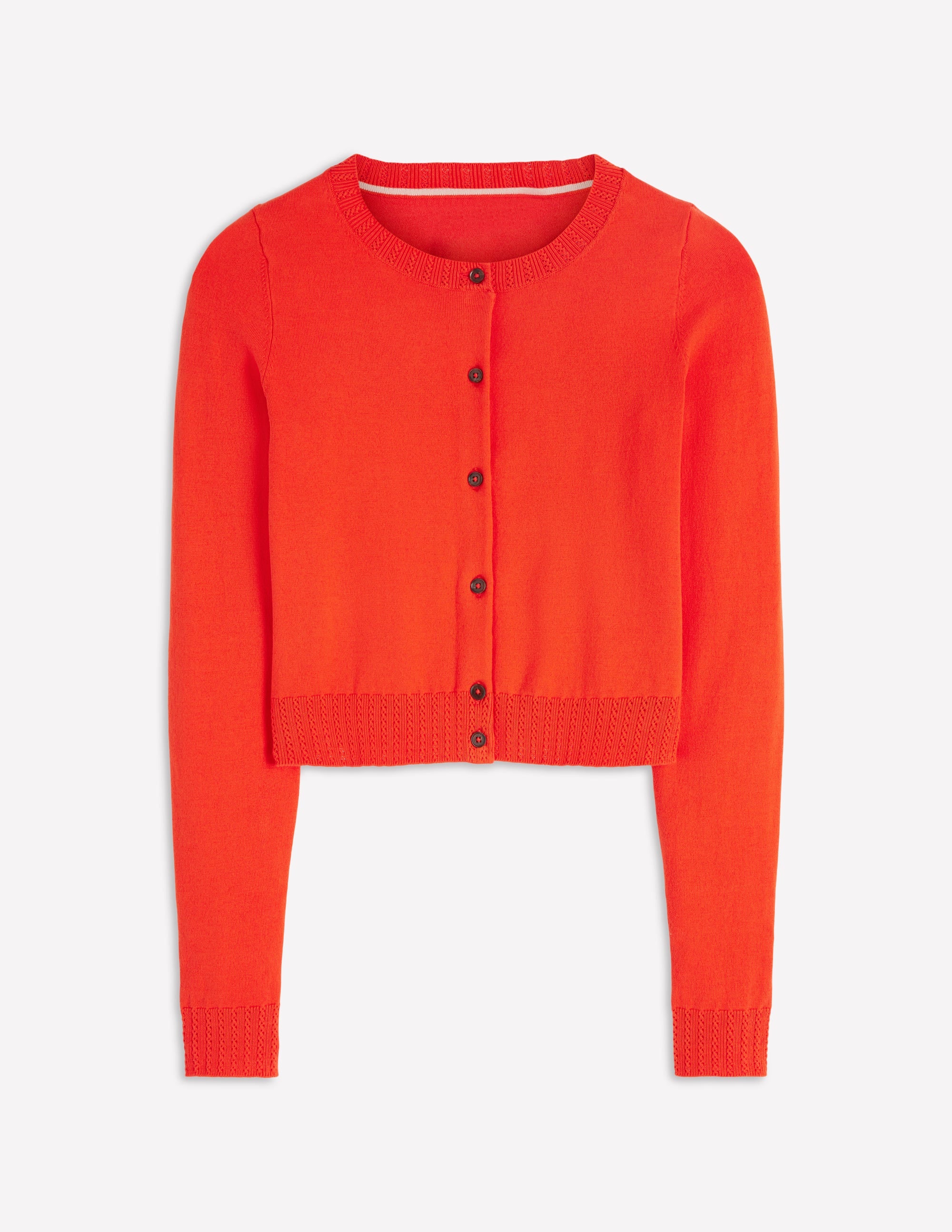 Emilia Cotton Cropped Cardigan-Sunset Orange - Image 5