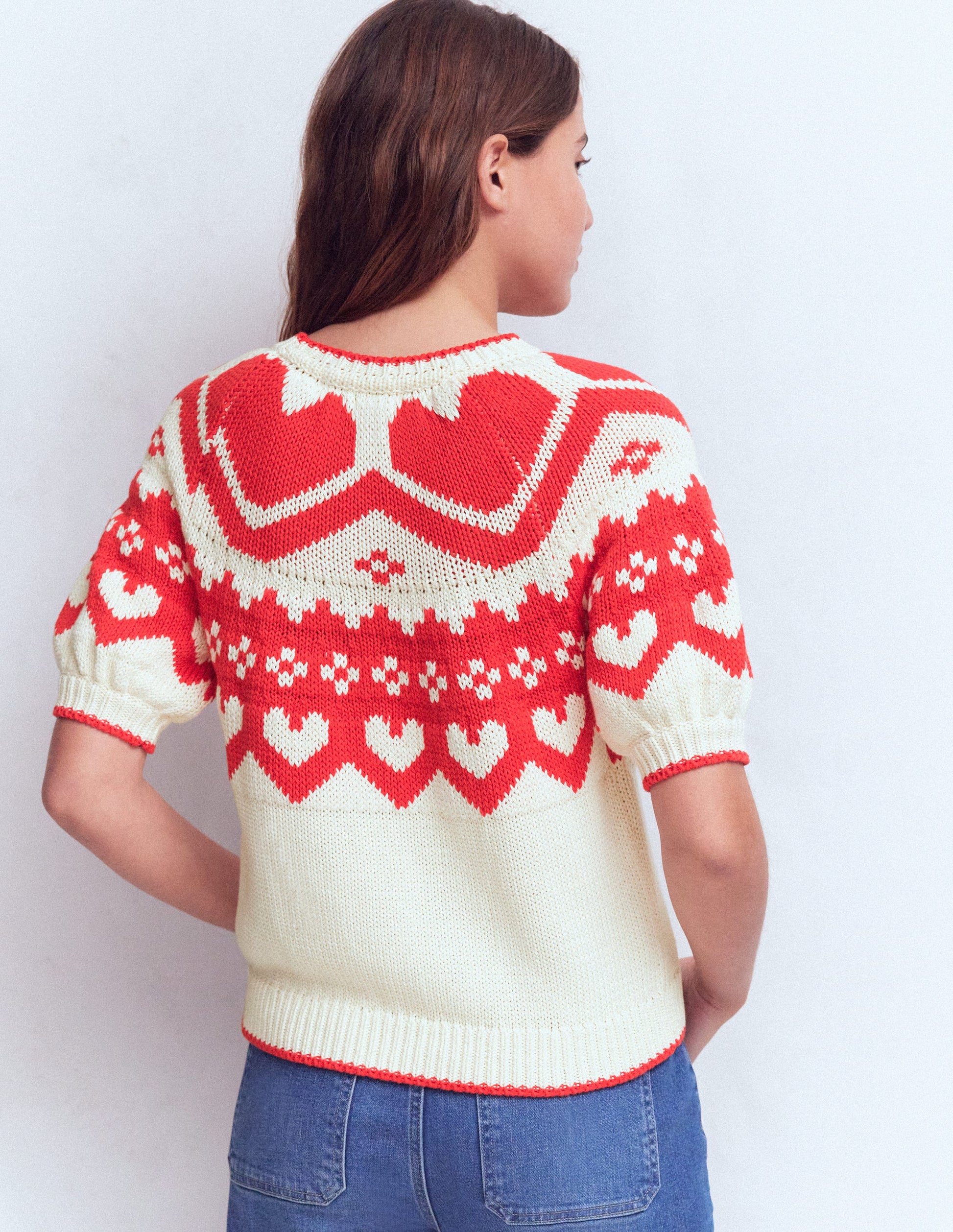 Margot Puff Sleeve T-Shirt-Warm Ivory Hearts-4