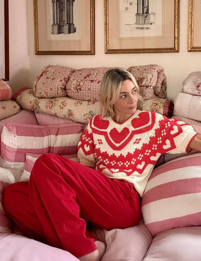 Margot Puff Sleeve T-Shirt-Warm Ivory Hearts-1