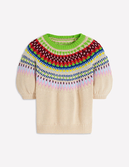 Margot Puff Sleeve T-Shirt-Oatmeal Melange-6