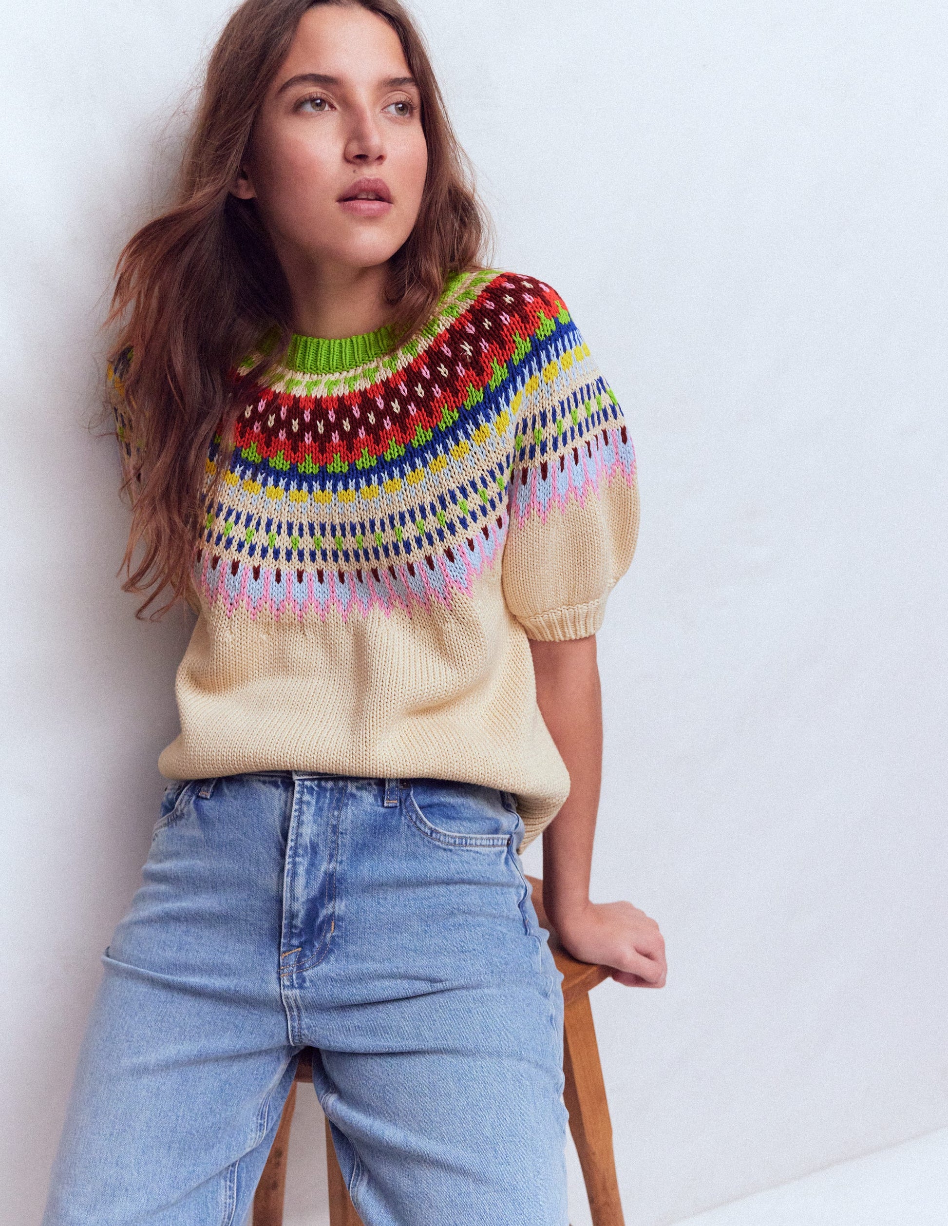 Margot Puff Sleeve T-Shirt-Oatmeal Melange | Boden USA Margot Puff Sleeve T-Shirt-Oatmeal Melange | Boden USA
