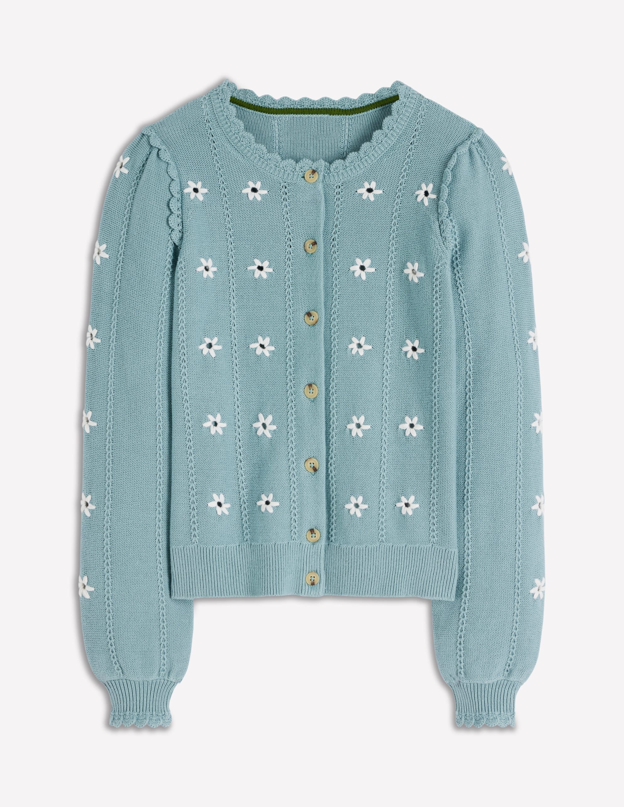 Valeria Crochet Trim Cardigan-Seamist Blue, Embroidery - Image 5