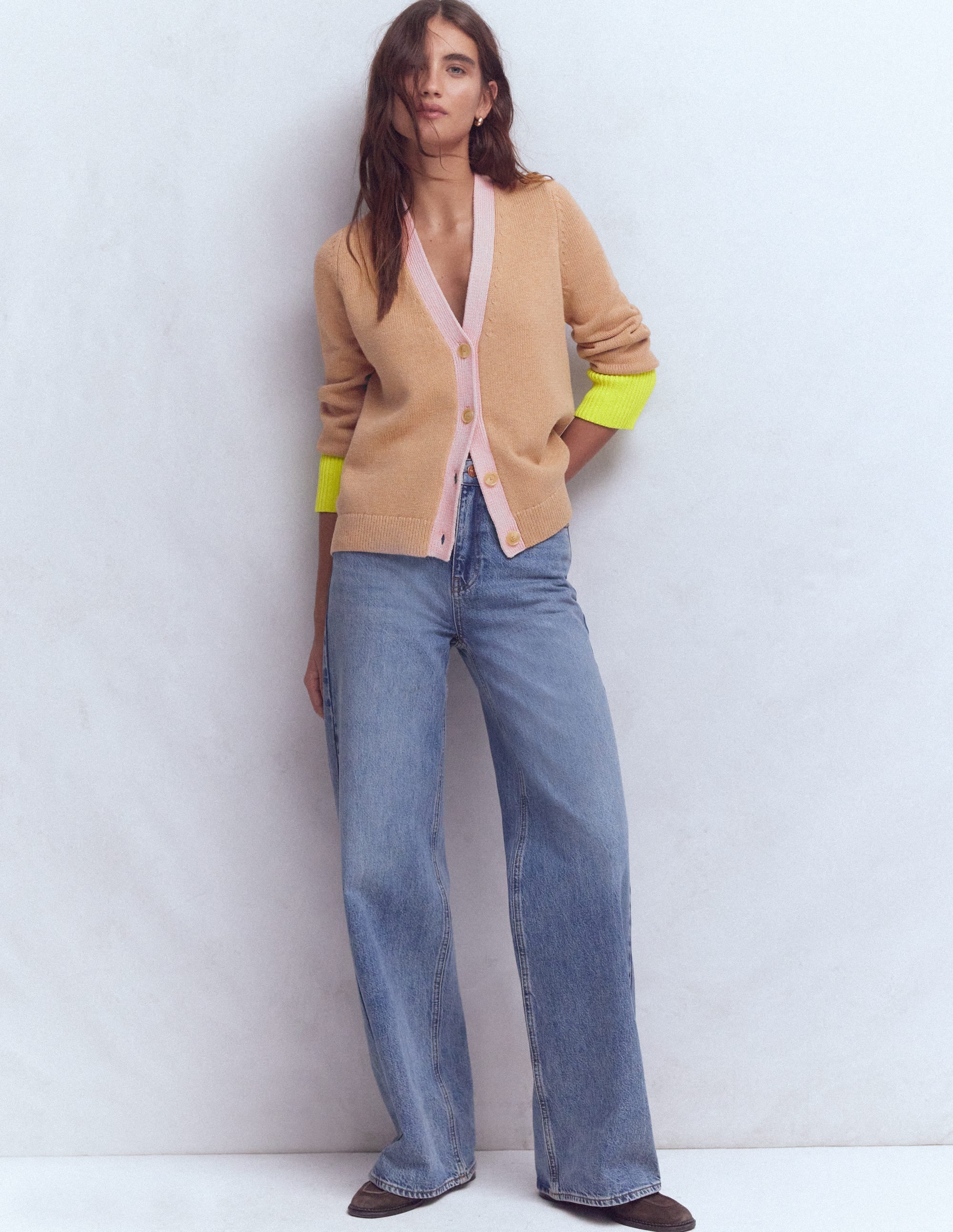 Lucy Relaxed Cotton Cardigan-Camel Melange | Boden USA