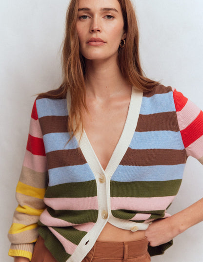 Lucy Relaxed Cotton Cardigan-Multi Hotch-2