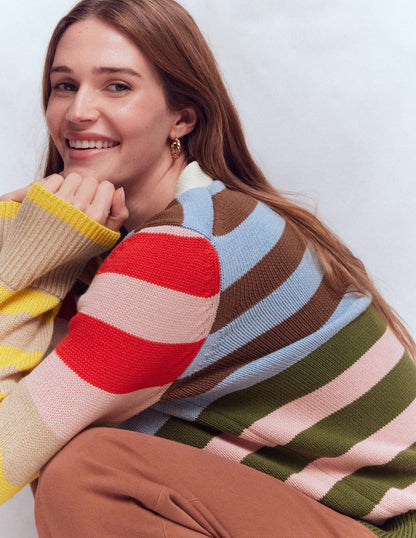 Lucy Relaxed Cotton Cardigan-Multi Hotch-6