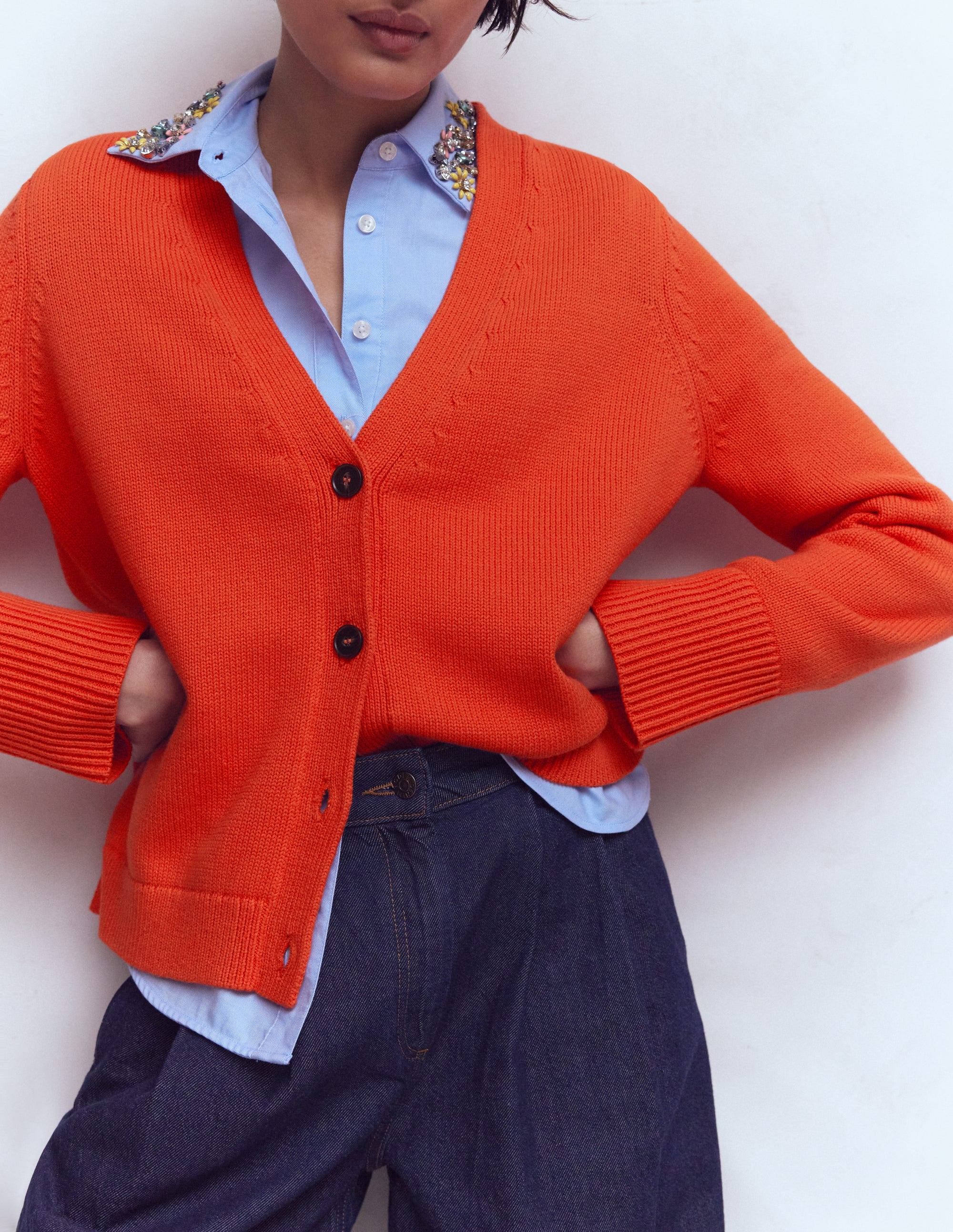 Lucy Relaxed Cotton Cardigan - Bright Orange | Boden USA