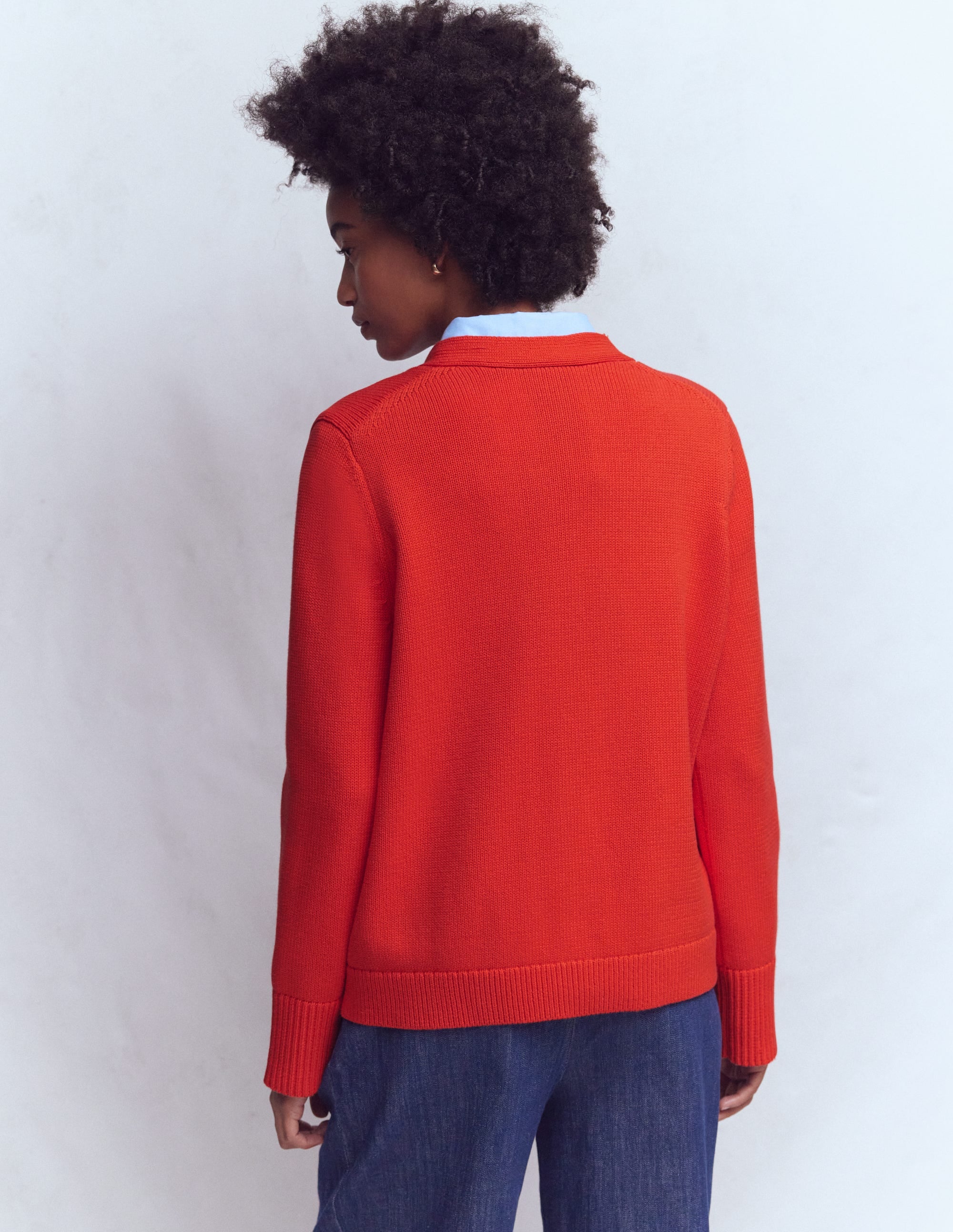 Lucy Relaxed Cotton Cardigan-Bright Orange - Image 3