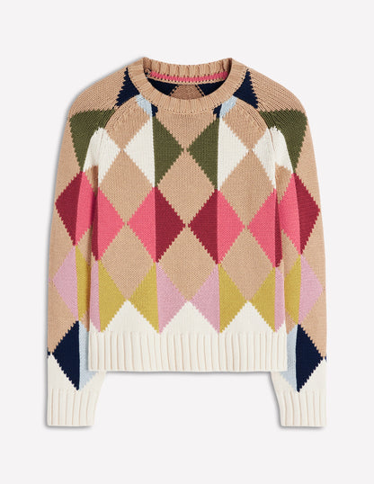 Camilla Cotton Argyle Sweater-Multi Argyle-6