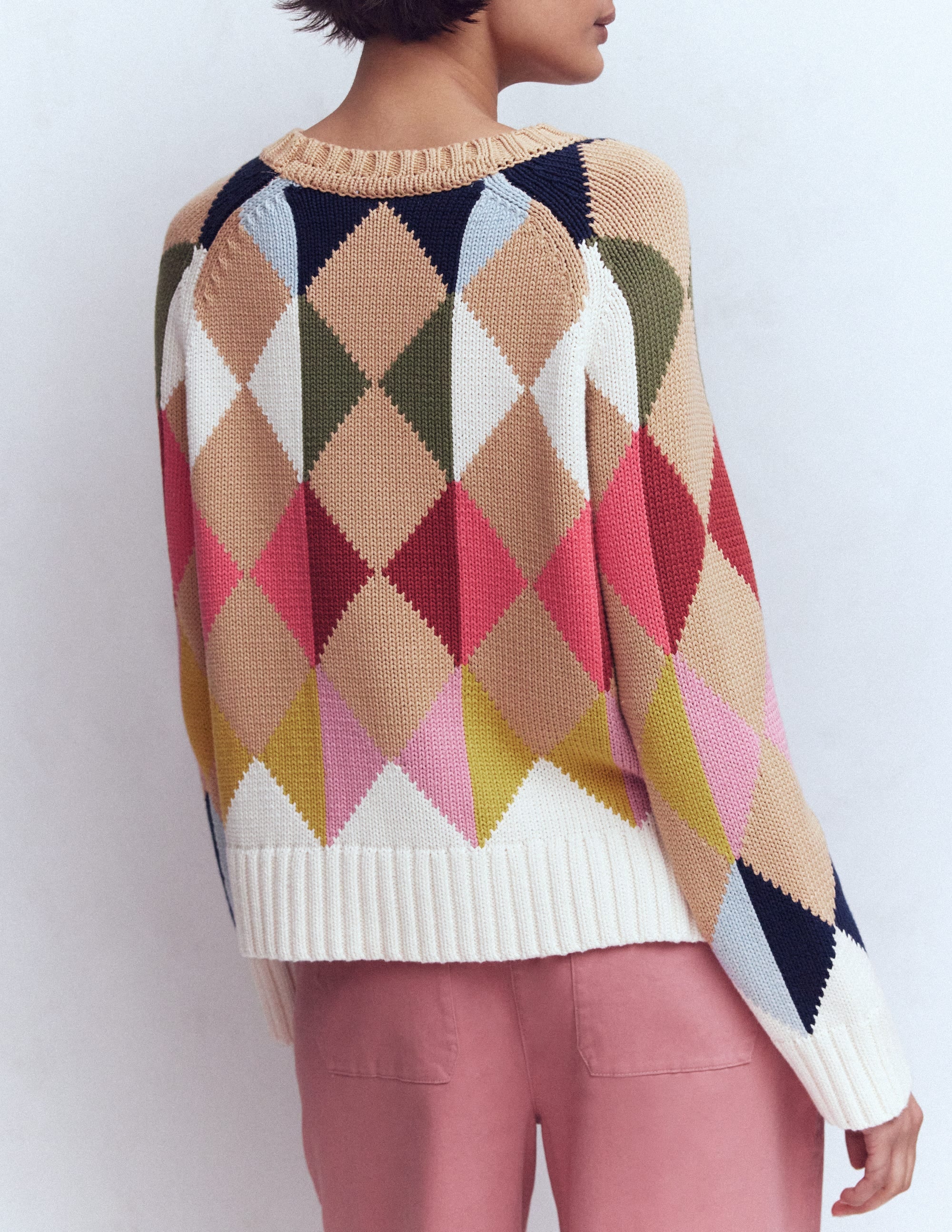 Camilla Cotton Argyle Sweater-Multi Argyle - Image 3