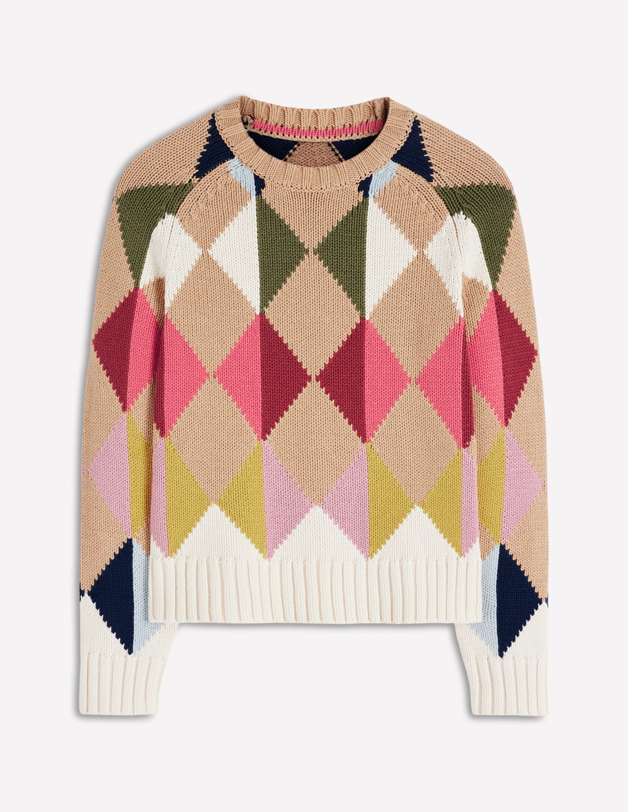 Camilla Cotton Argyle Sweater-Multi Argyle - Image 6