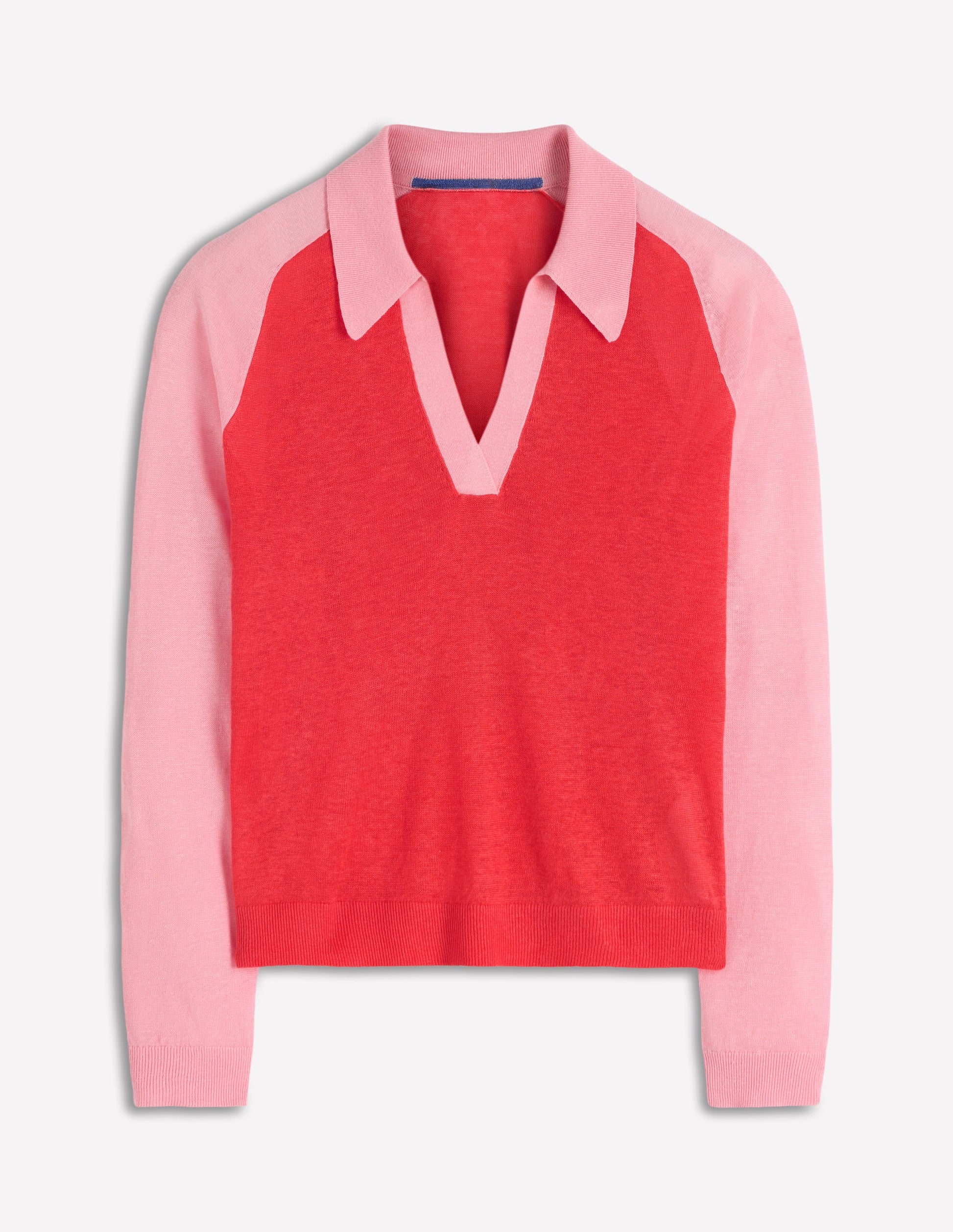 Agnes Collared Linen Jumper-Sunkissed Coral / Formica Pink-10