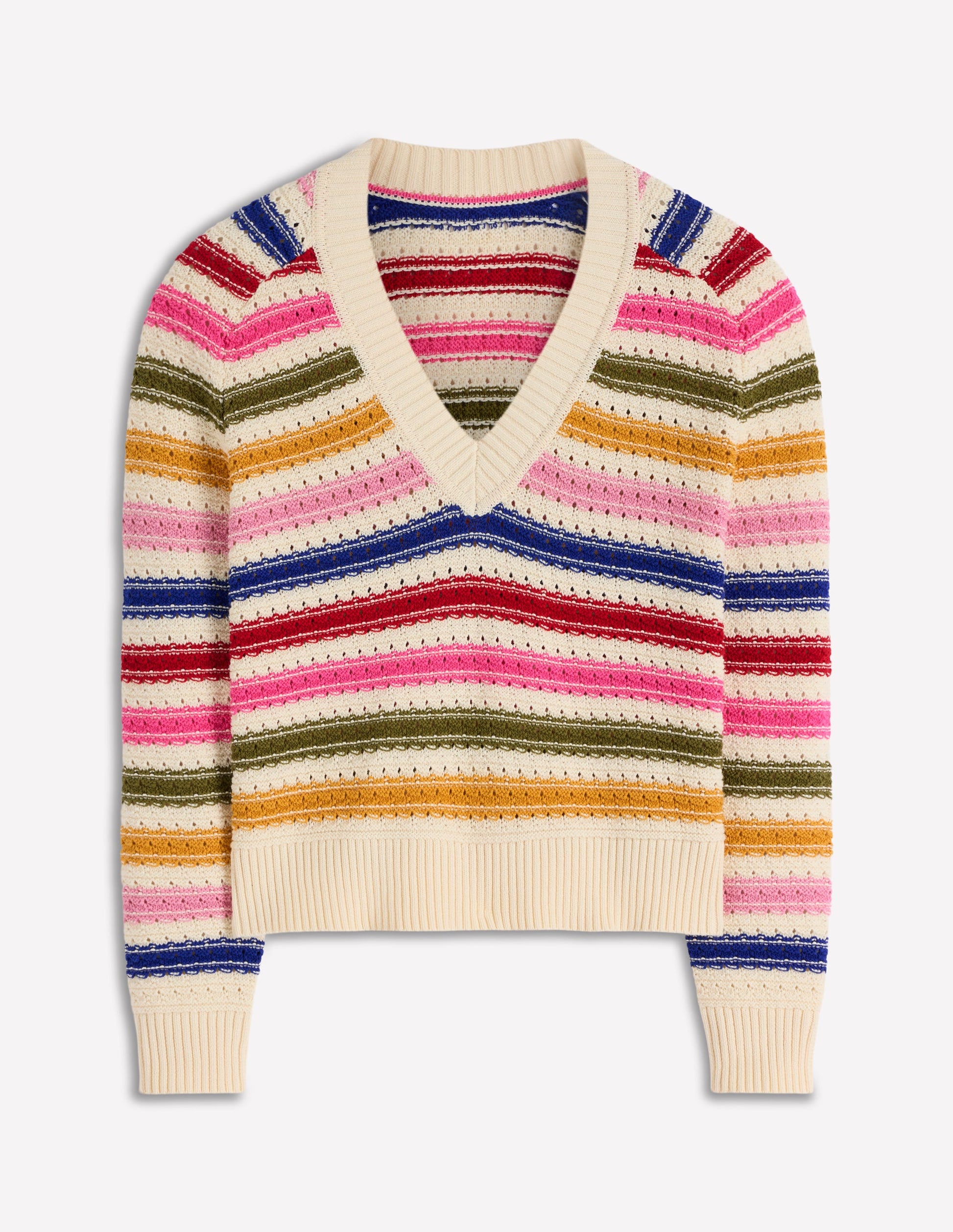 Maeve Textured Cotton Jumper-Multi Stripe-5