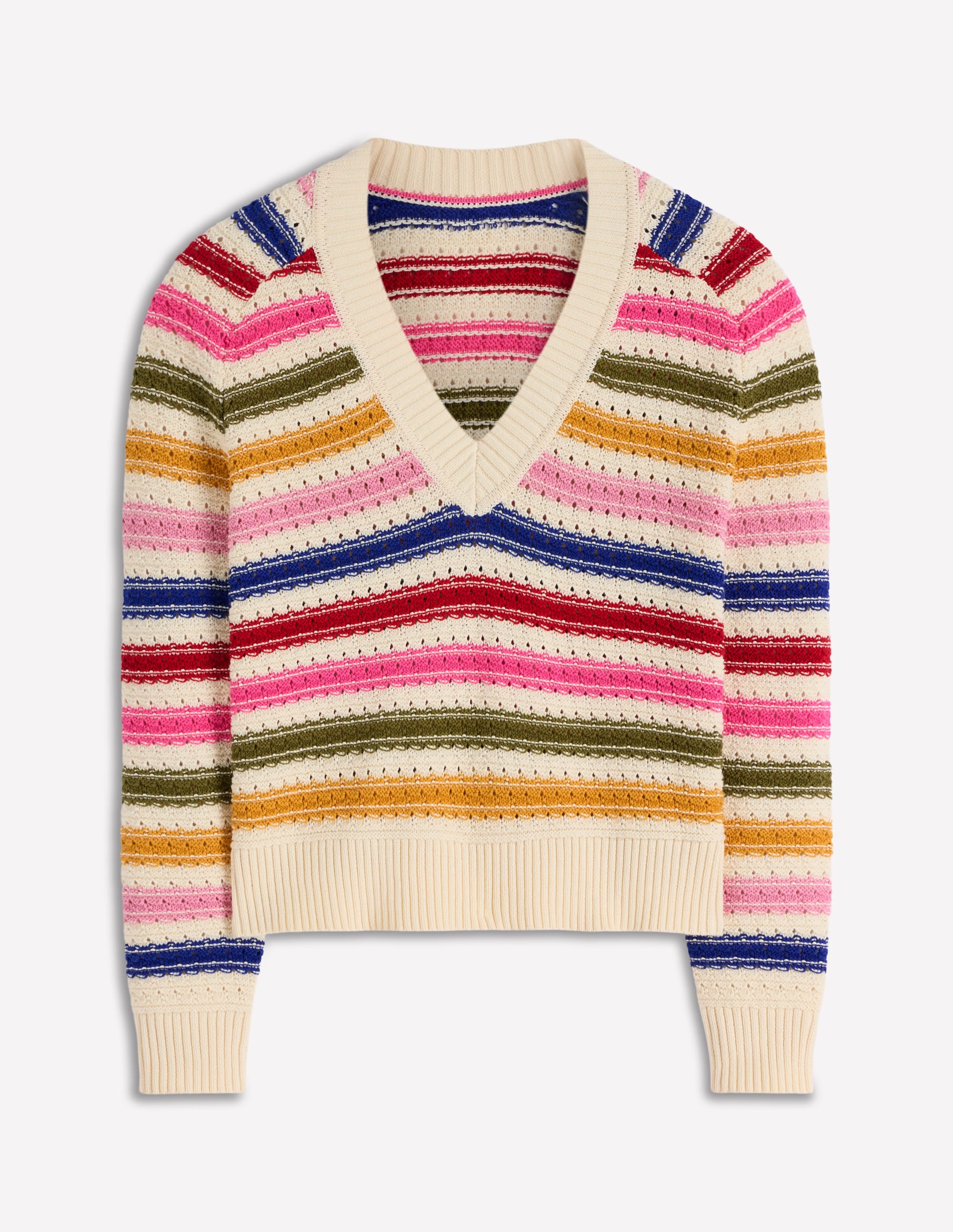 Textured Cotton Jumper-Multi Stripe - Image 5