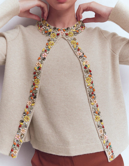 Embellished Crop Cardigan-Chinchilla Melange-6