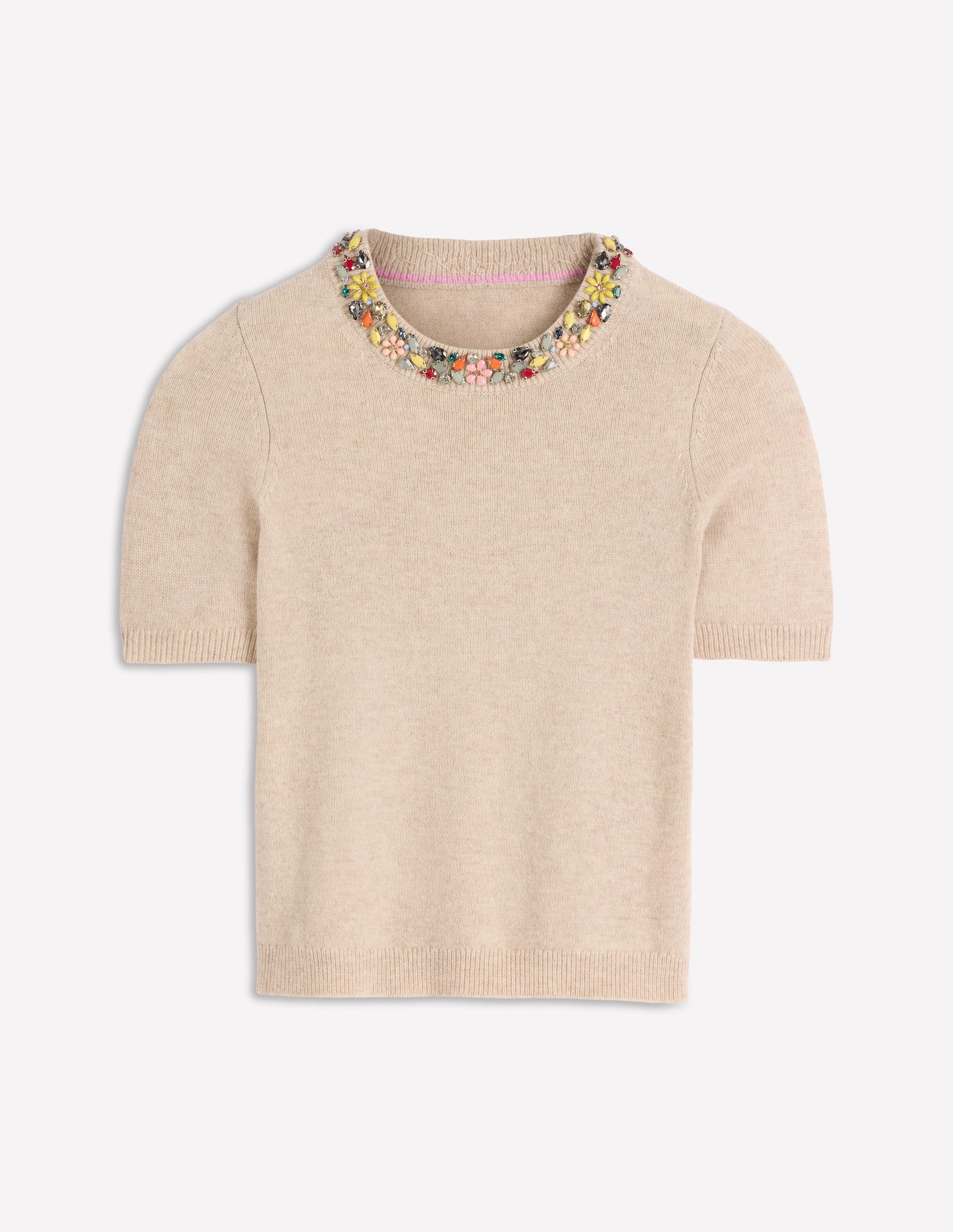 Embellished T-Shirt-Chinchilla Melange-5