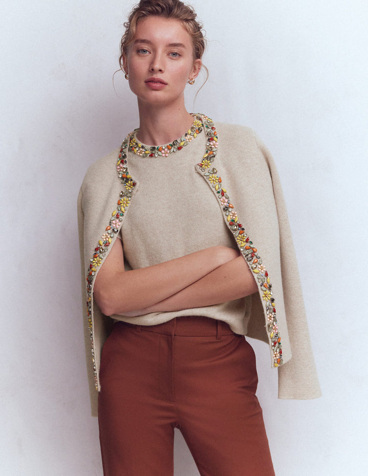 Embellished T-Shirt-Chinchilla Melange