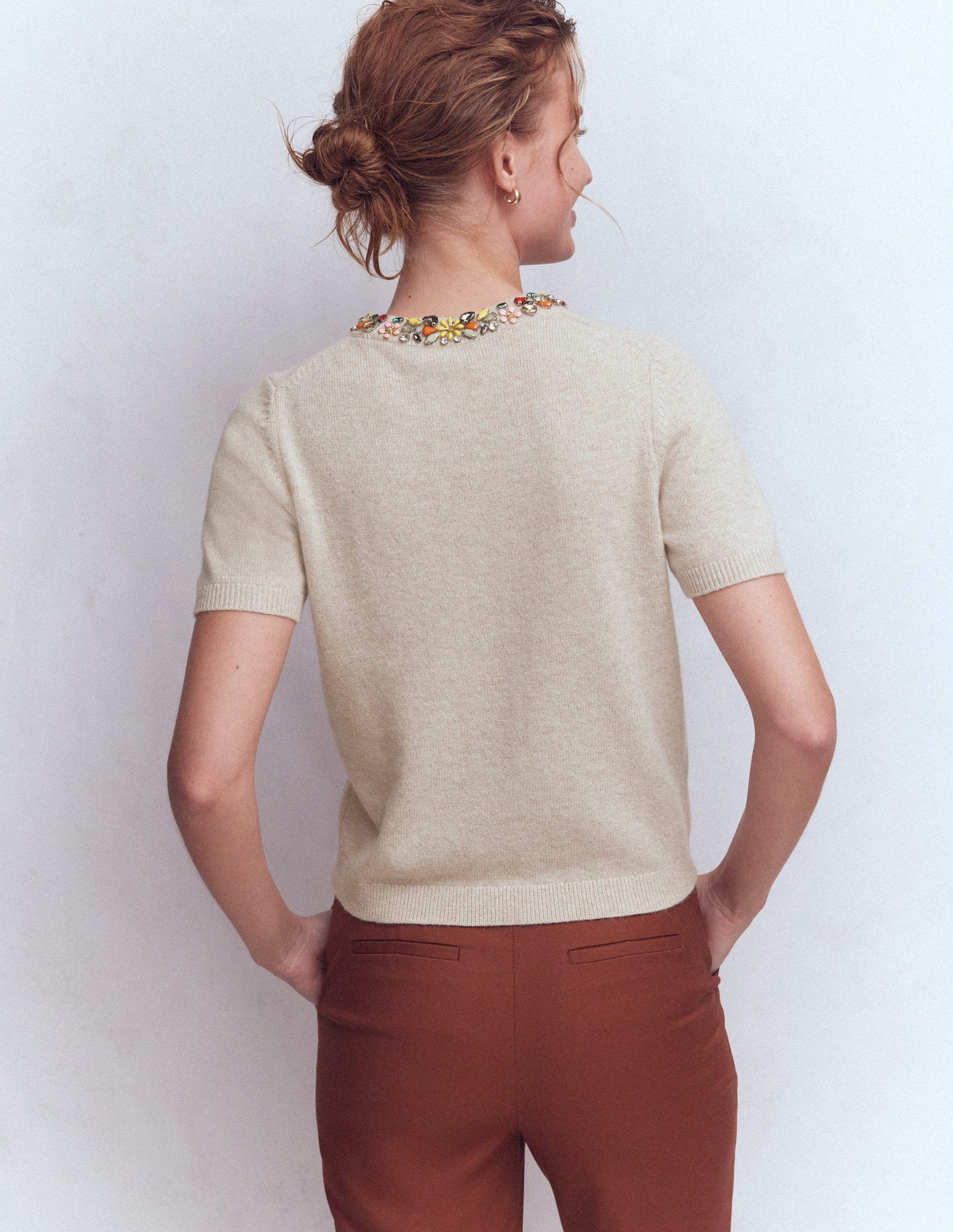 Embellished T-Shirt-Chinchilla Melange